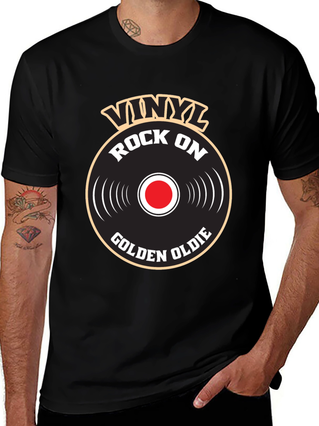 Vinyl Rock On Golden Oldie Graphic T-Shirt