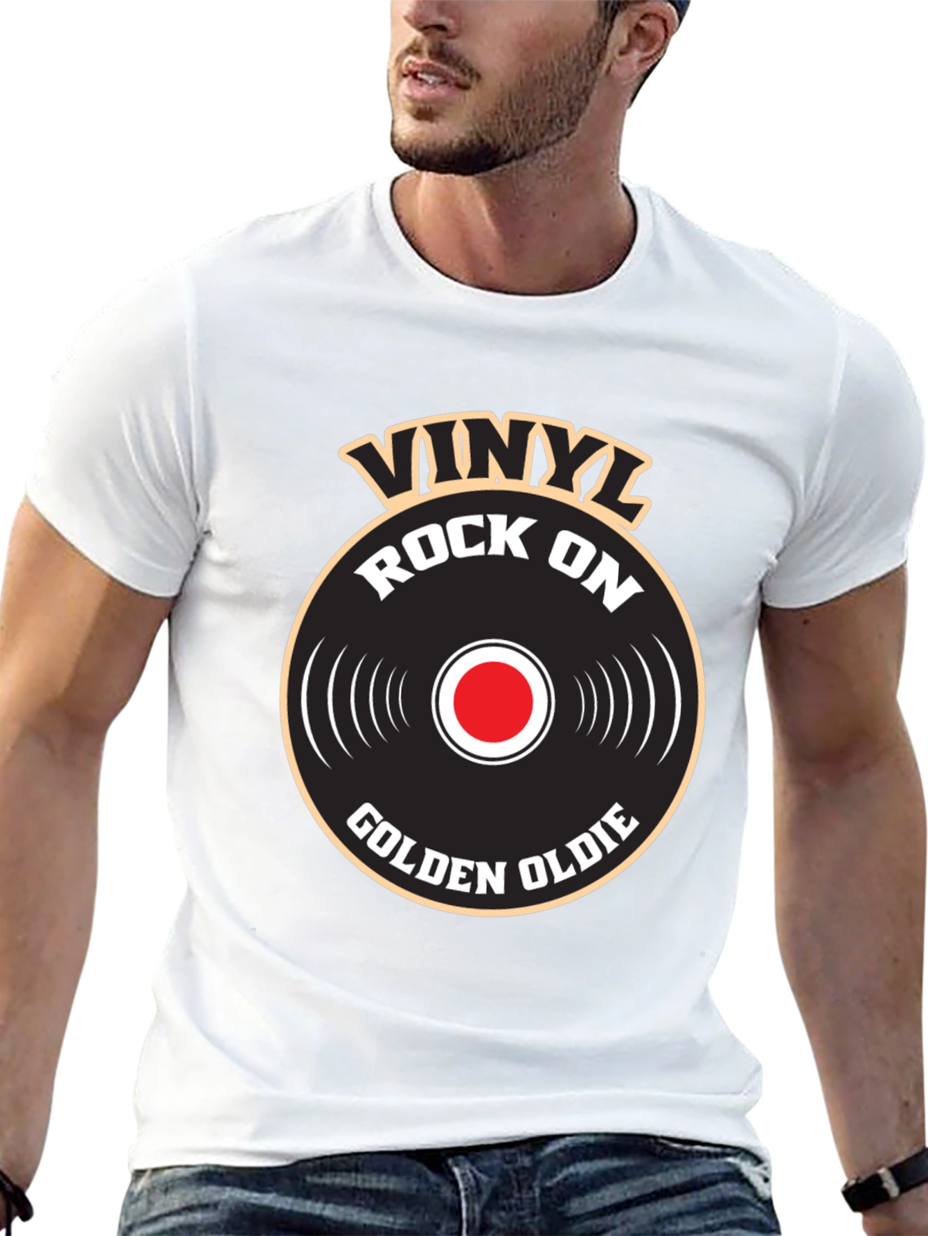 Vinyl Rock On Golden Oldie Graphic T-Shirt