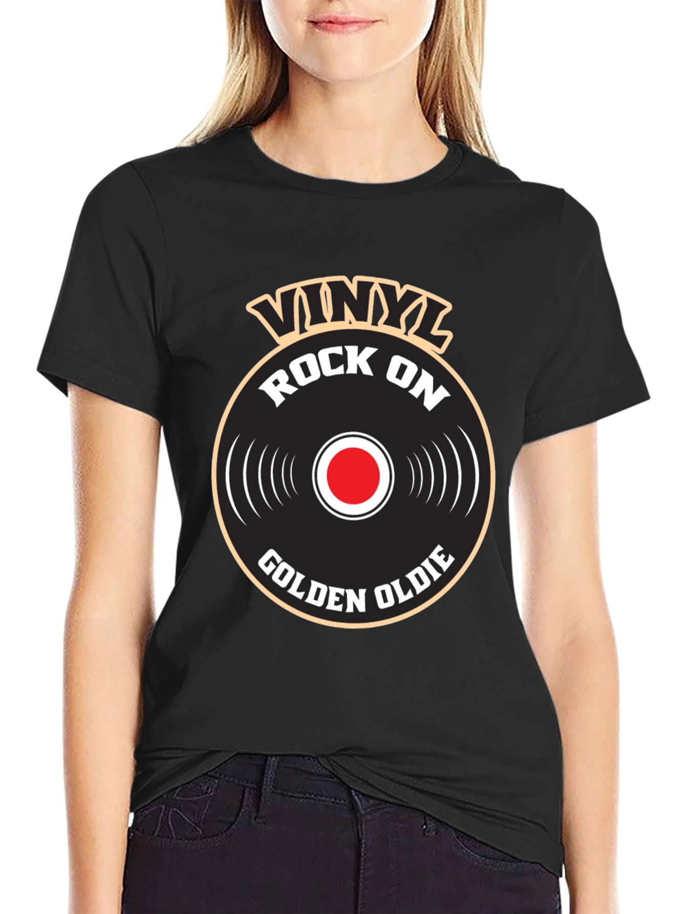 Vinyl Rock On Golden Oldie Graphic T-Shirt