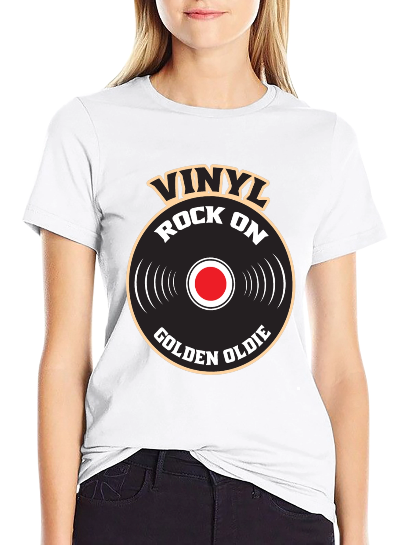 Vinyl Rock On Golden Oldie Graphic T-Shirt
