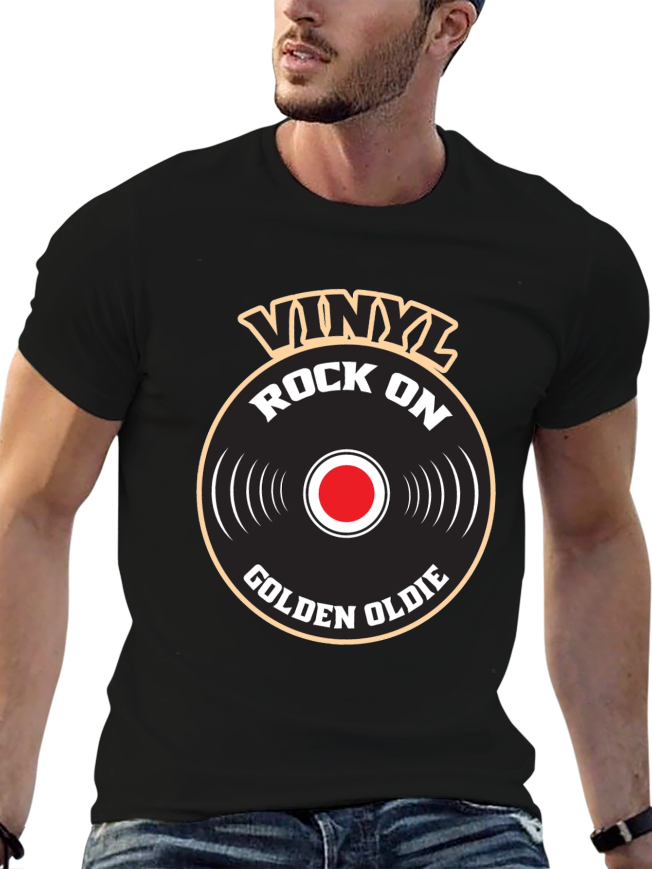 Vinyl Rock On Golden Oldie Graphic T-Shirt