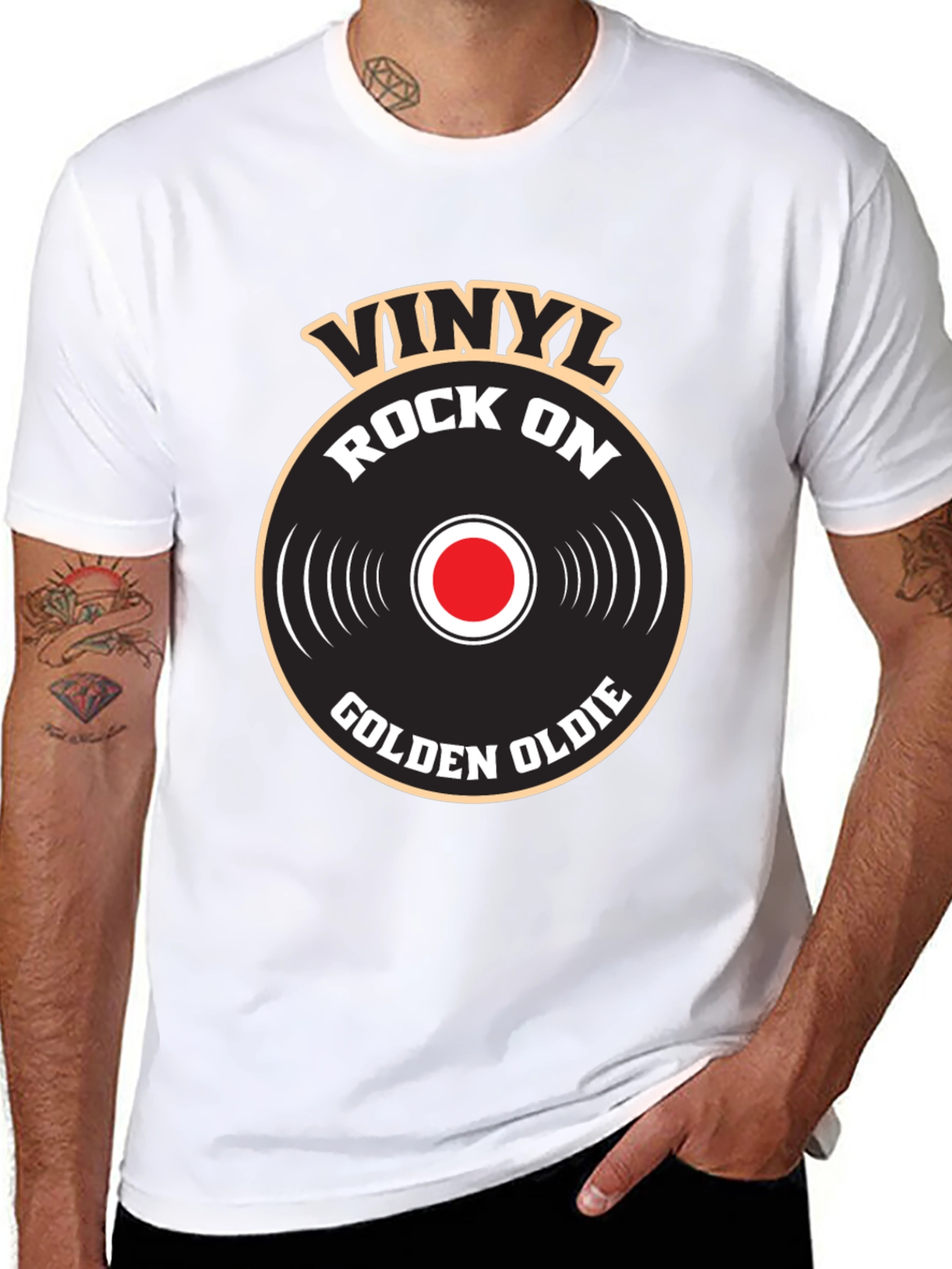 Vinyl Rock On Golden Oldie Graphic T-Shirt
