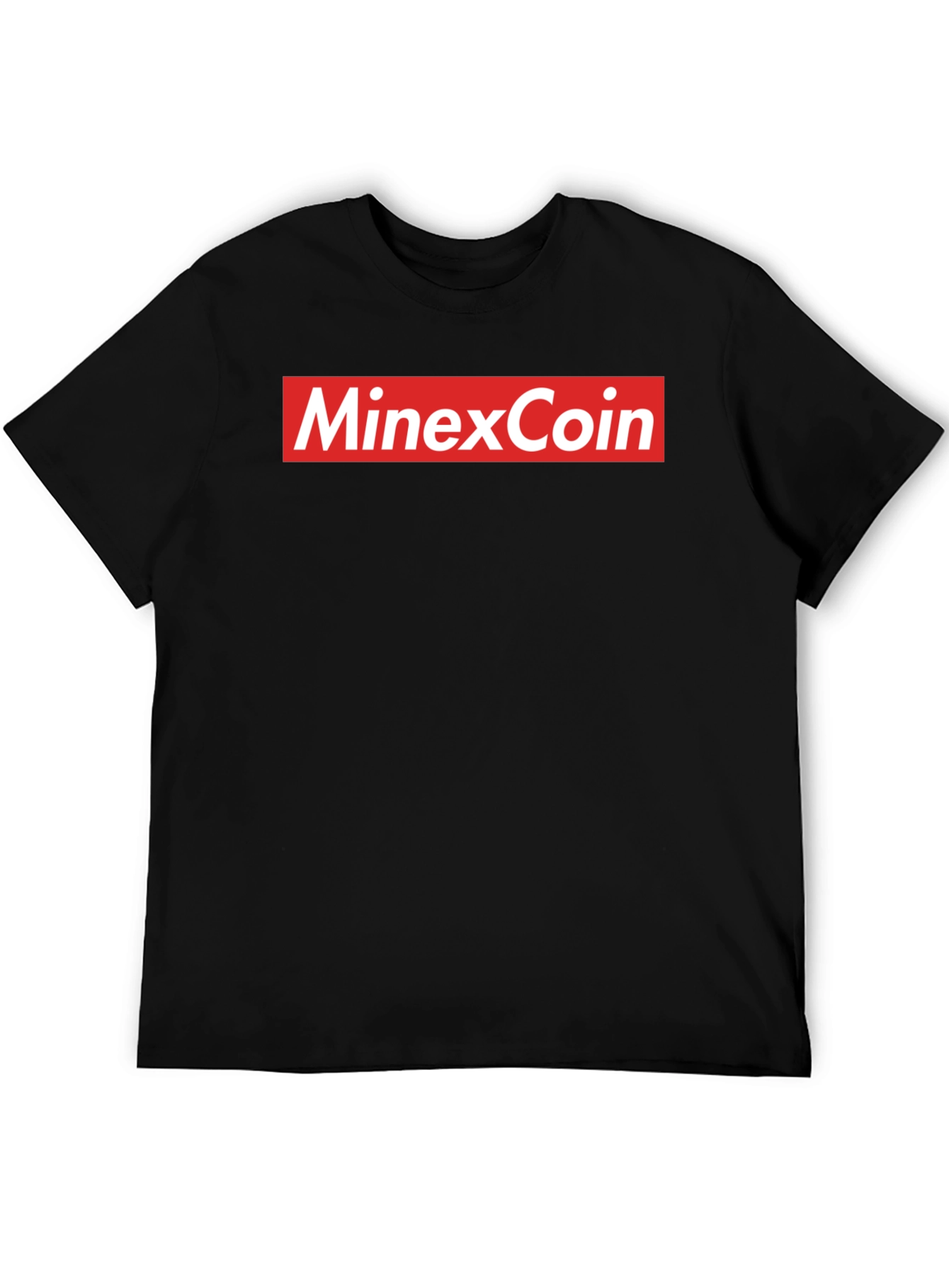 MinexCoin Red Box Logo Black T-Shirt