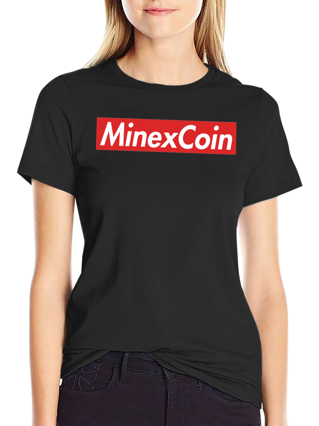 MinexCoin Red Box Logo Black T-Shirt