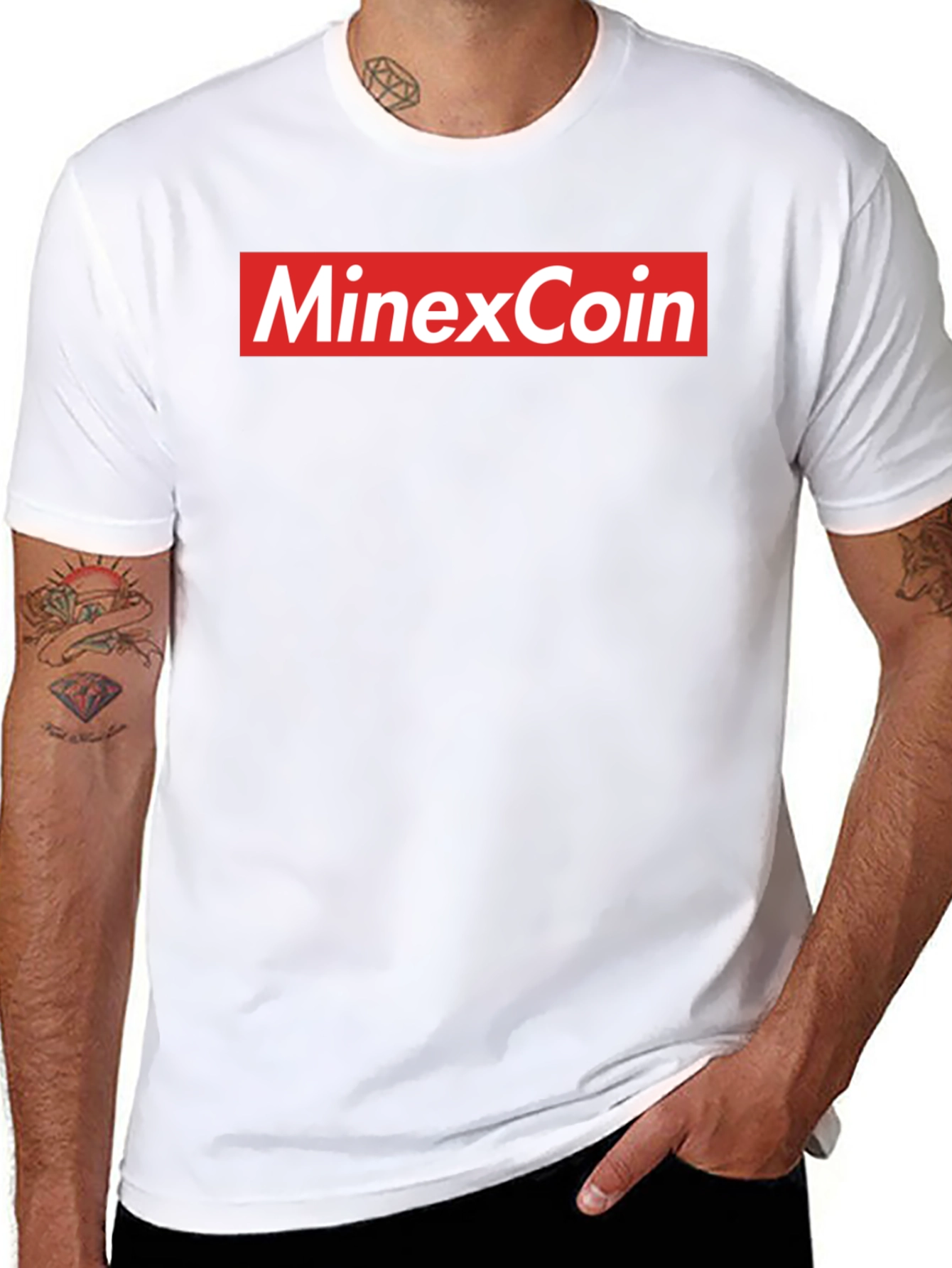 MinexCoin Red Box Logo Black T-Shirt