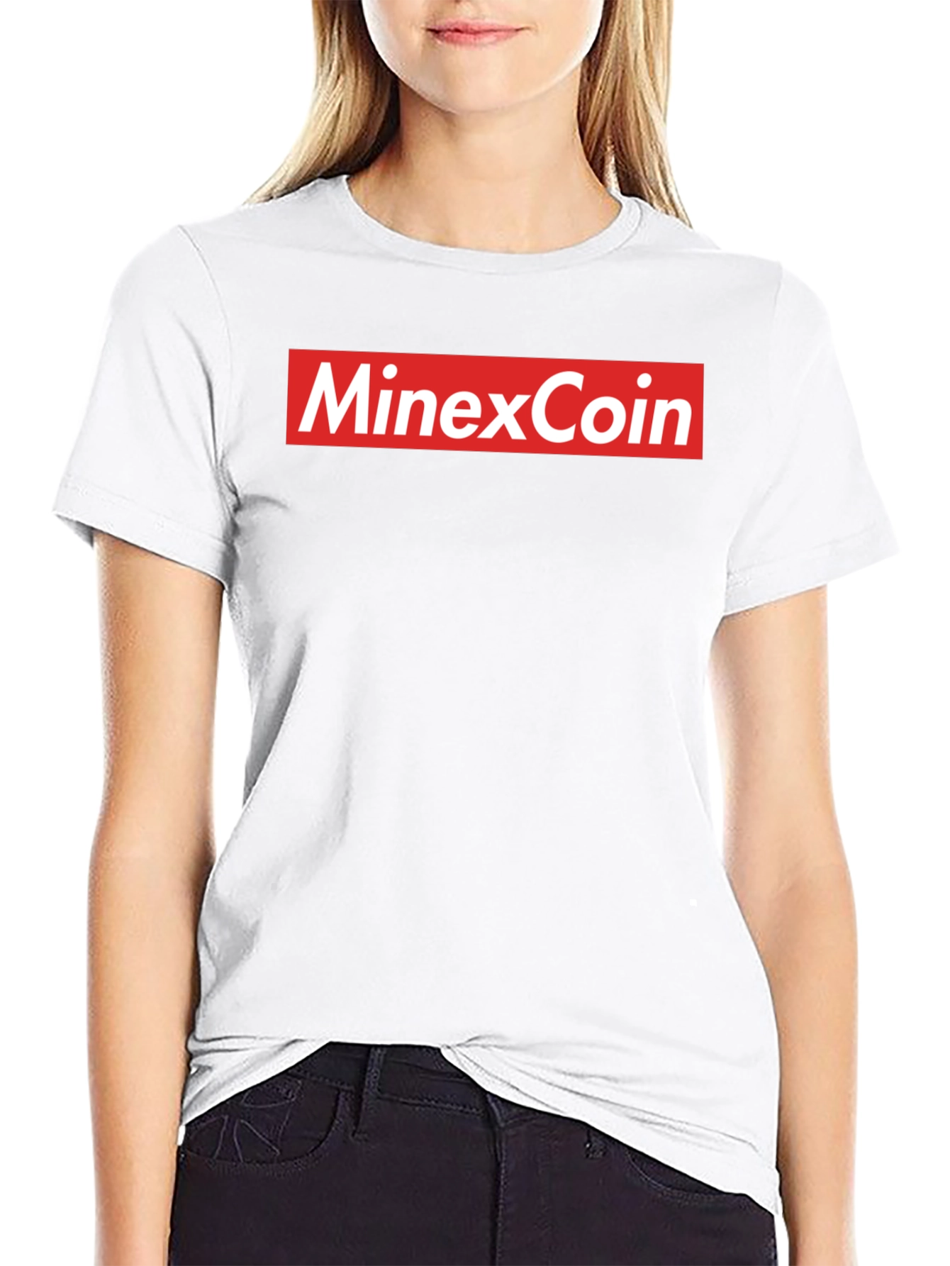 MinexCoin Red Box Logo Black T-Shirt