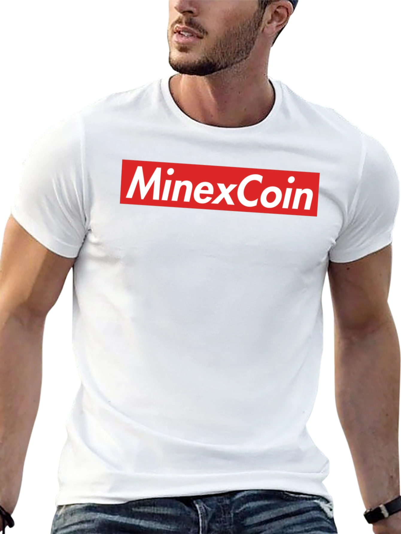 MinexCoin Red Box Logo Black T-Shirt