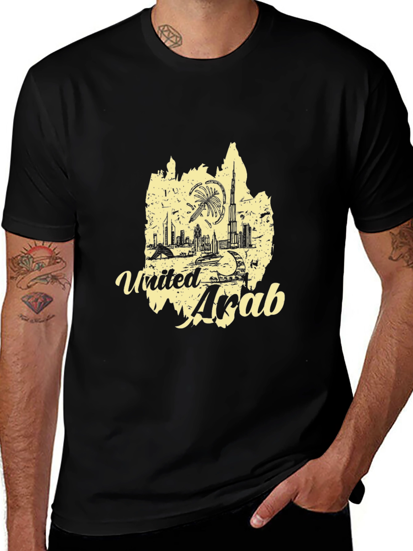 United Arab Emirates Graphic Tee - Black Cotton T-Shirt