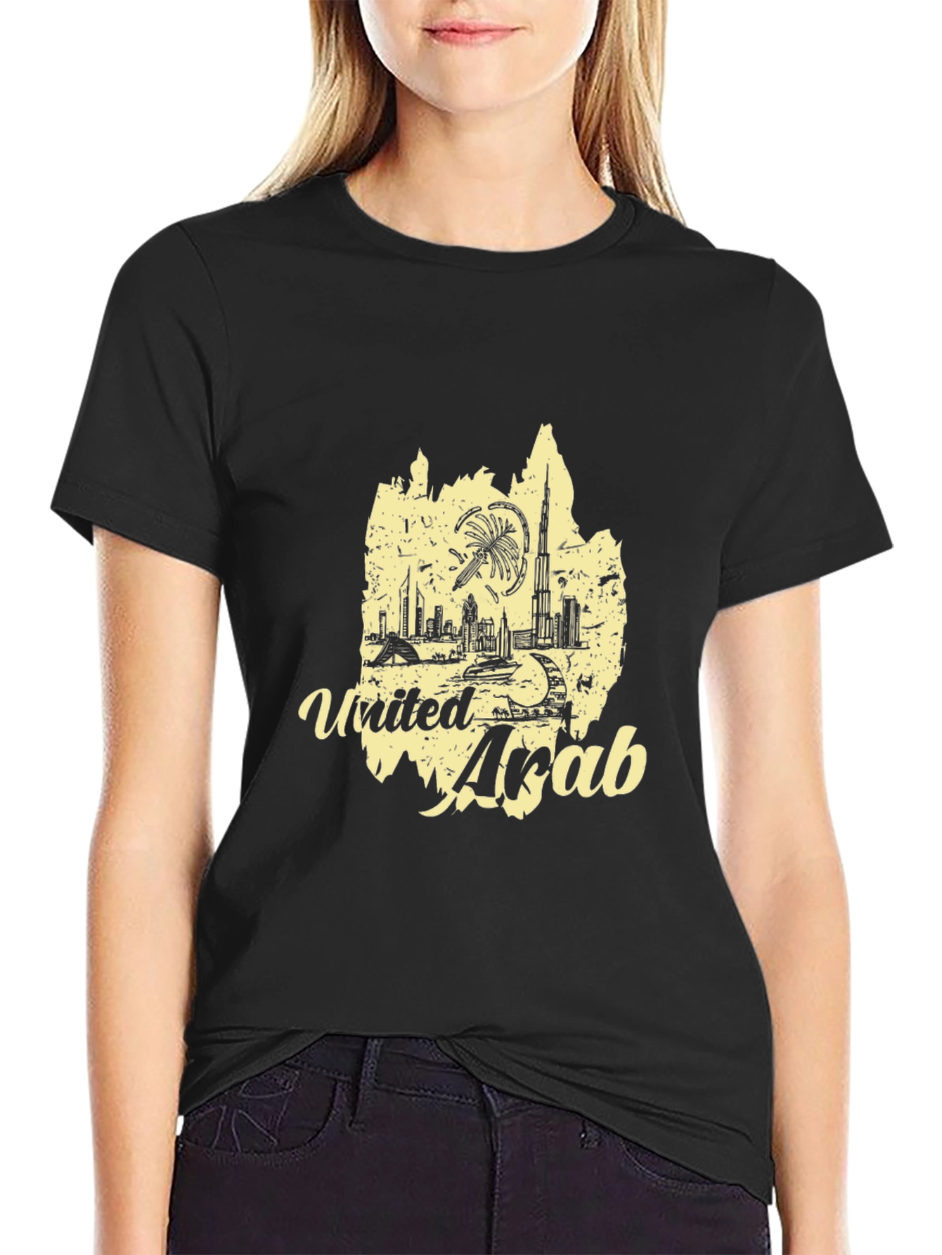 United Arab Emirates Graphic Tee - Black Cotton T-Shirt