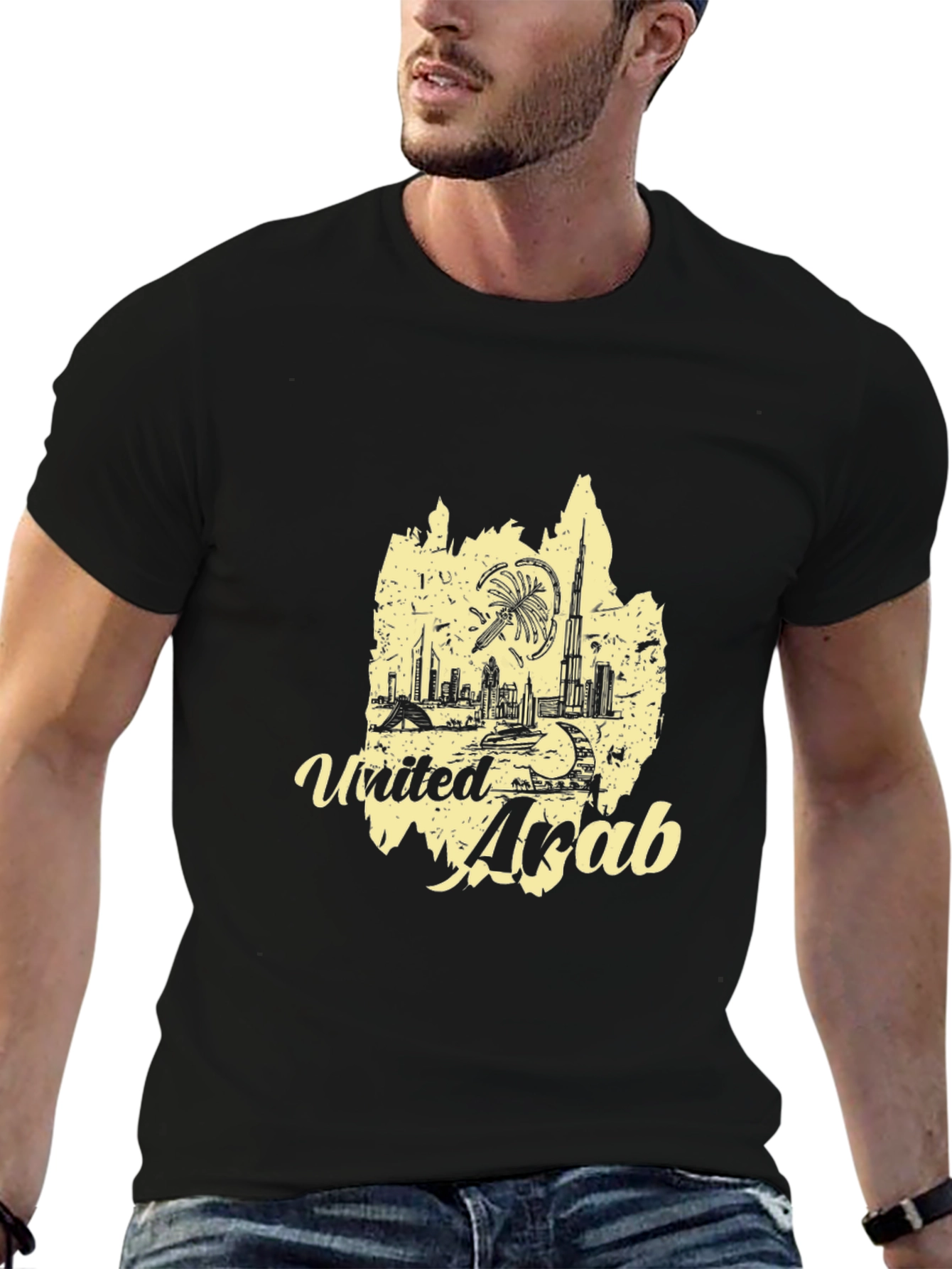 United Arab Emirates Graphic Tee - Black Cotton T-Shirt