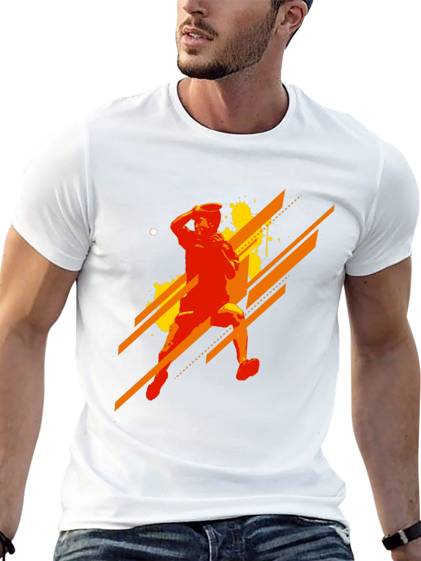 Abstract Thrower Graphic Print Black T-Shirt