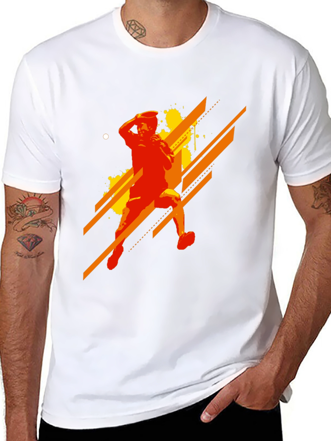 Abstract Thrower Graphic Print Black T-Shirt