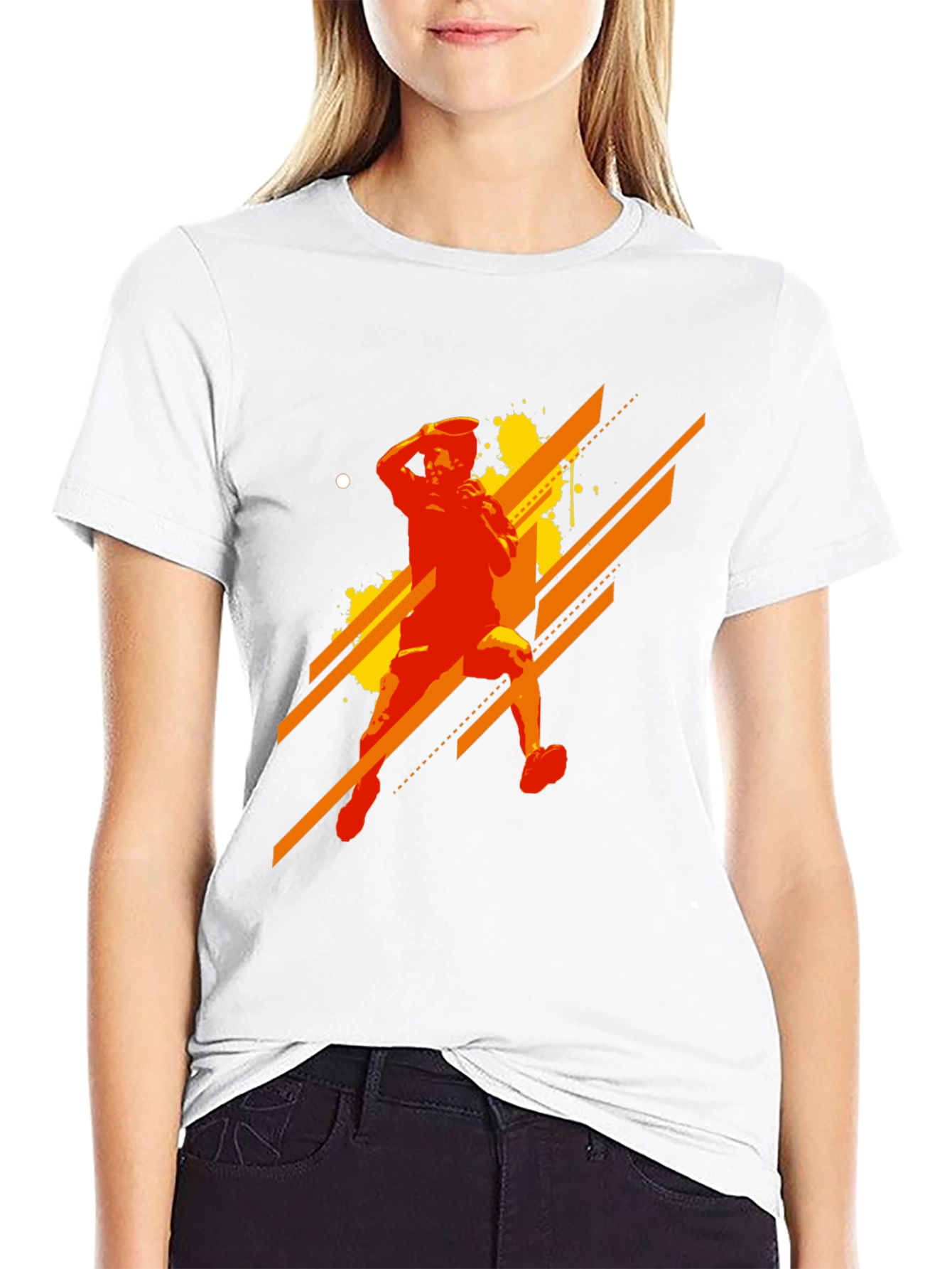 Abstract Thrower Graphic Print Black T-Shirt