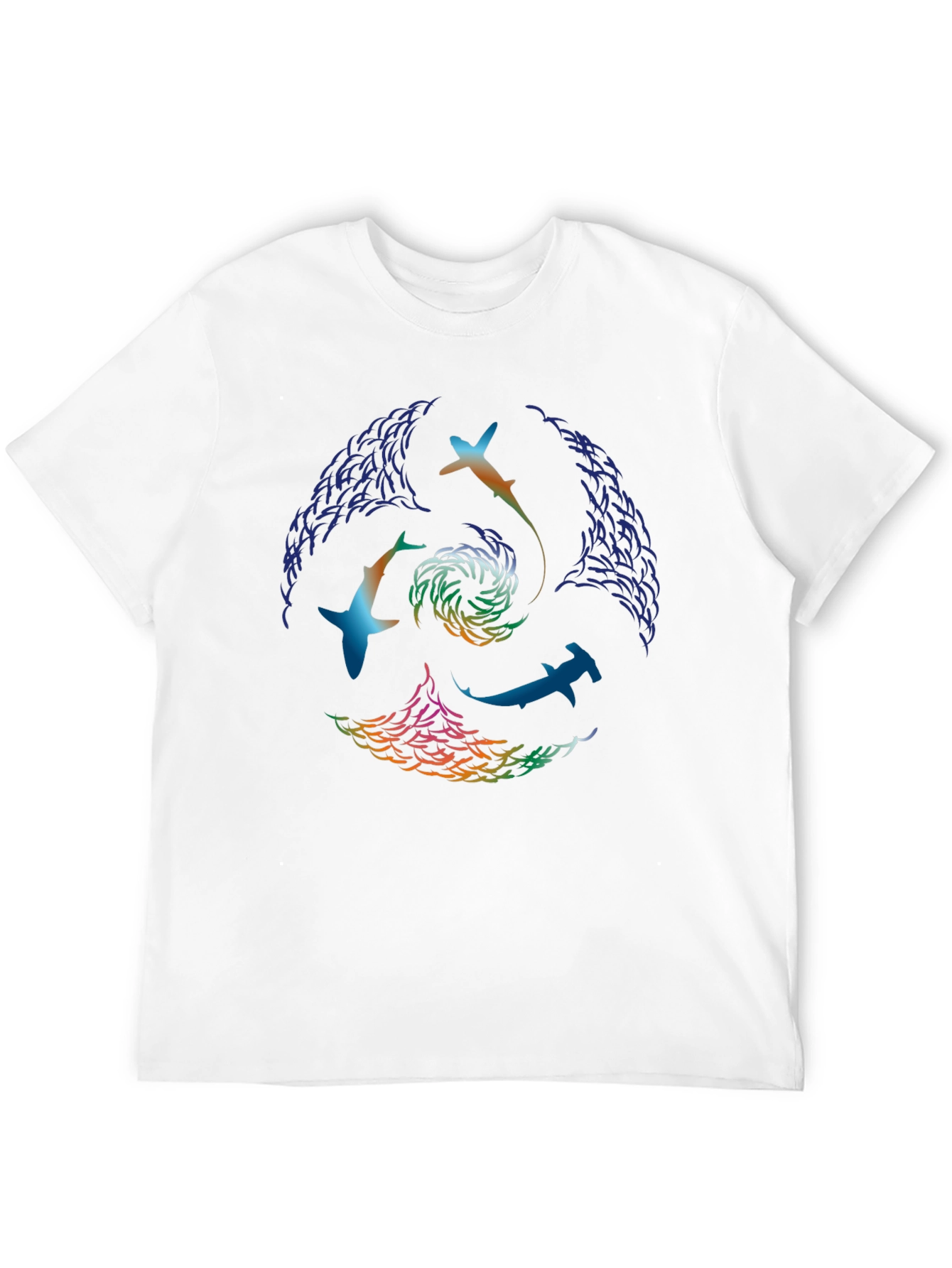 Abstract Shark Swirl Graphic Tee - Black