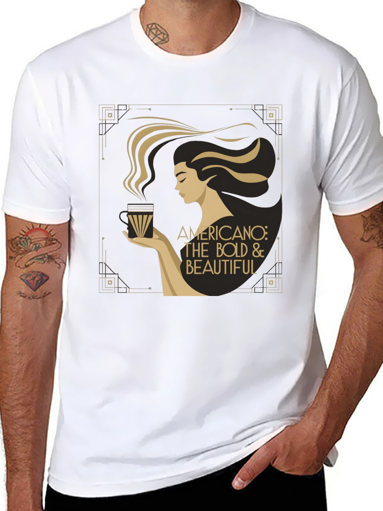 Bold & Beautiful Americano Coffee Graphic T-Shirt