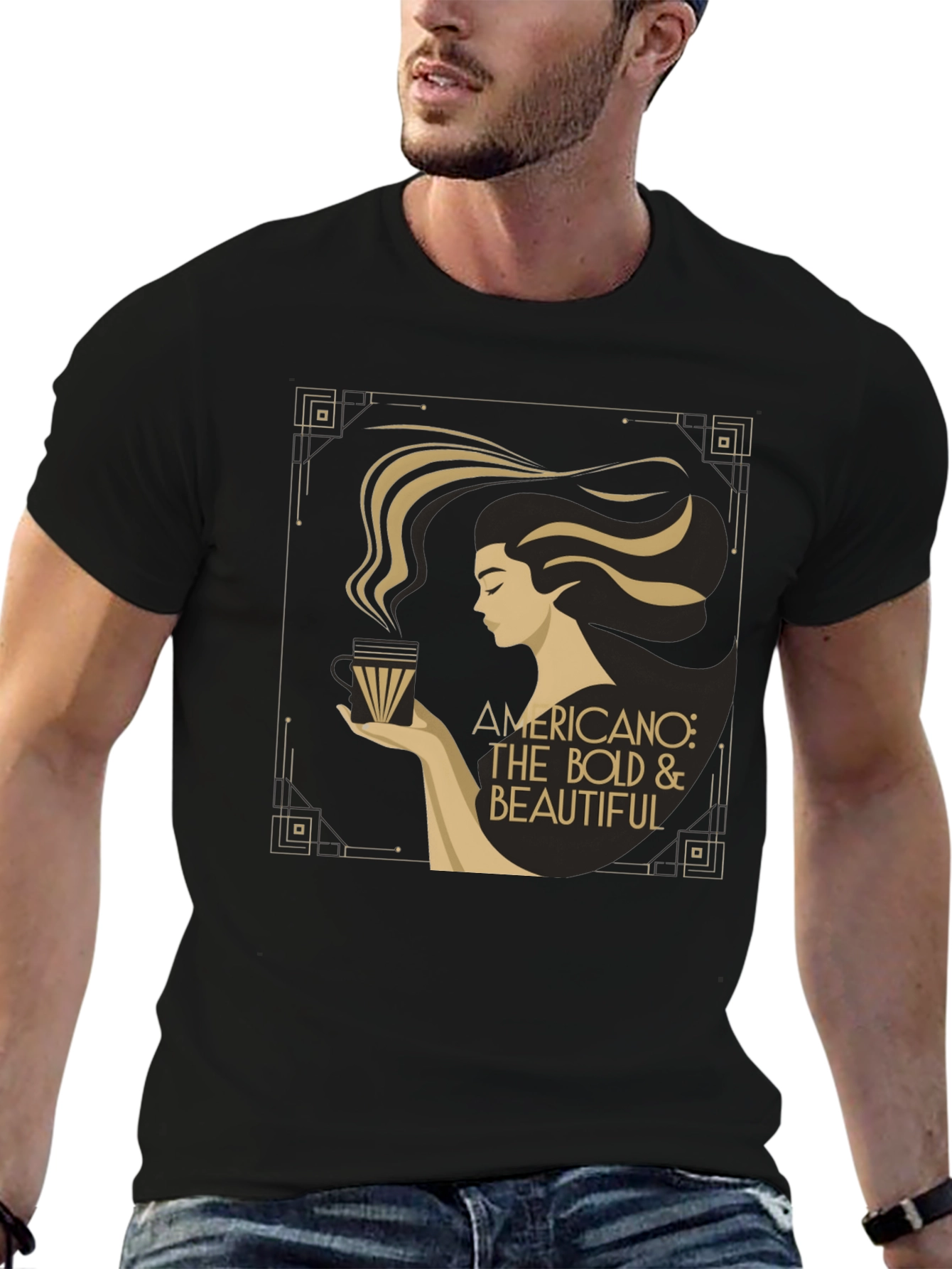 Bold & Beautiful Americano Coffee Graphic T-Shirt