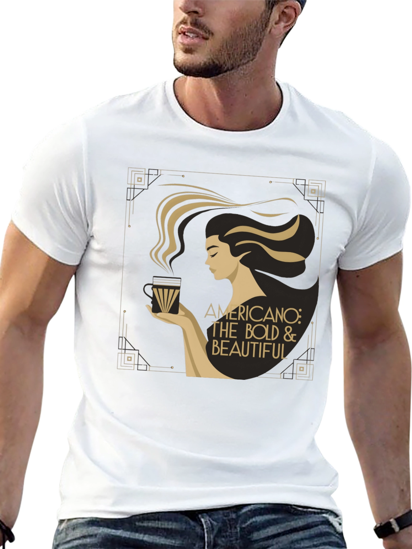 Bold & Beautiful Americano Coffee Graphic T-Shirt
