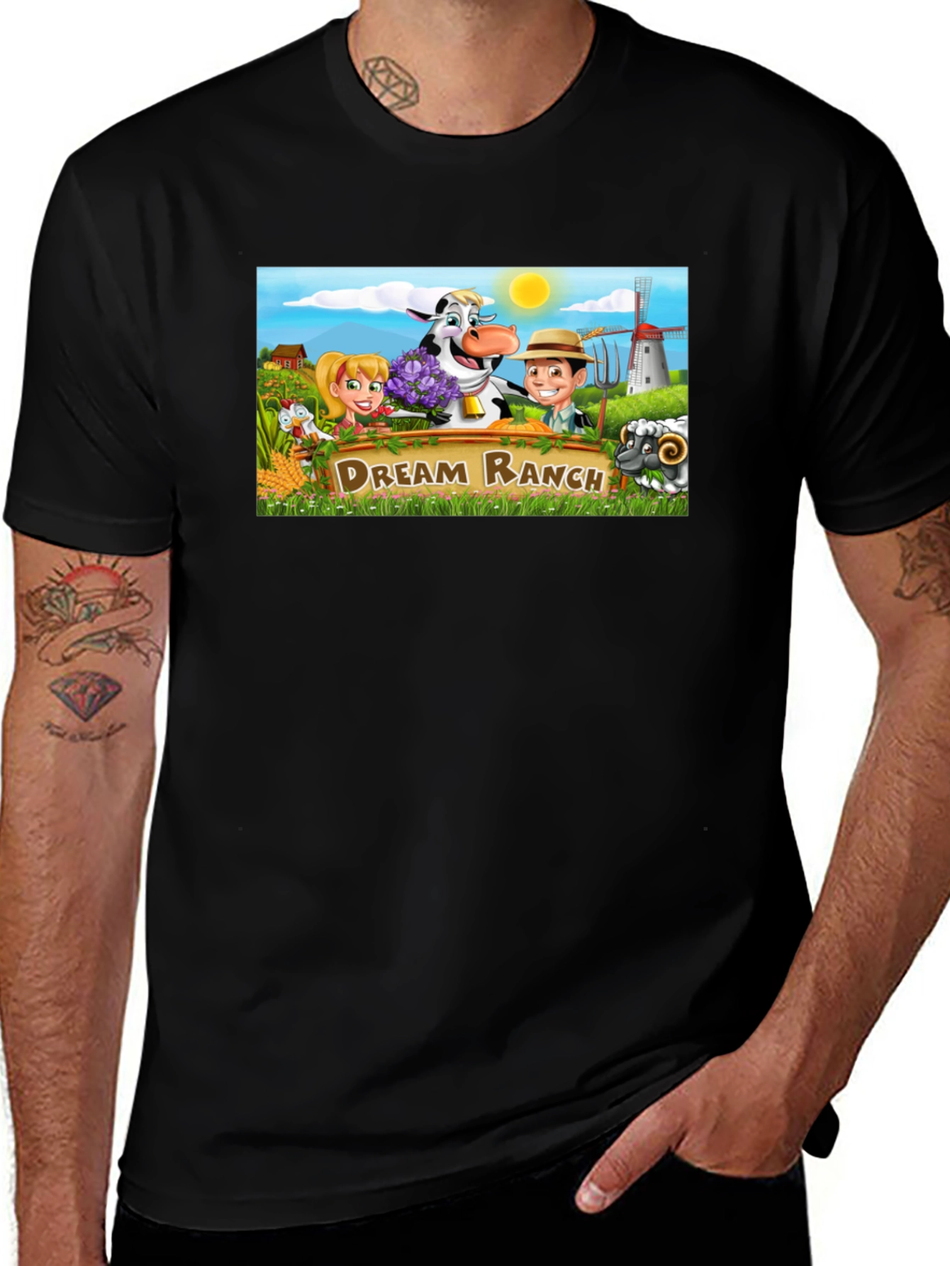 Dream Ranch Graphic T-Shirt - Black Fun Farm Theme