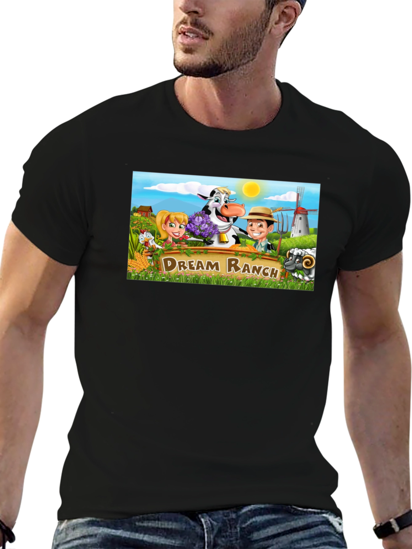 Dream Ranch Graphic T-Shirt - Black Fun Farm Theme