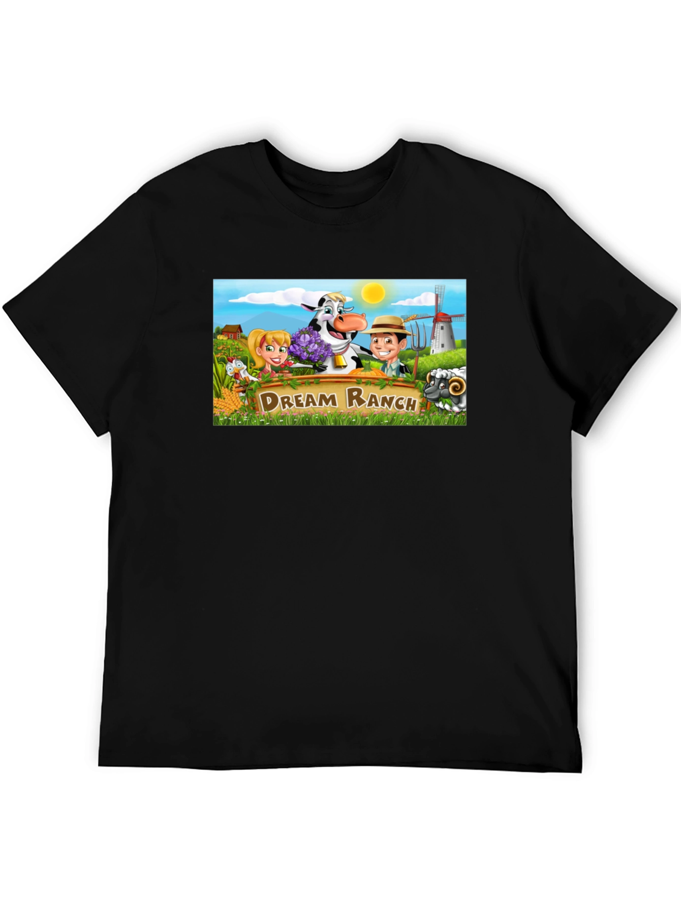 Dream Ranch Graphic T-Shirt - Black Fun Farm Theme