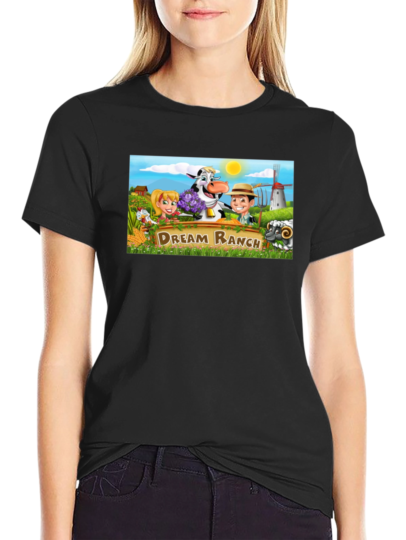Dream Ranch Graphic T-Shirt - Black Fun Farm Theme