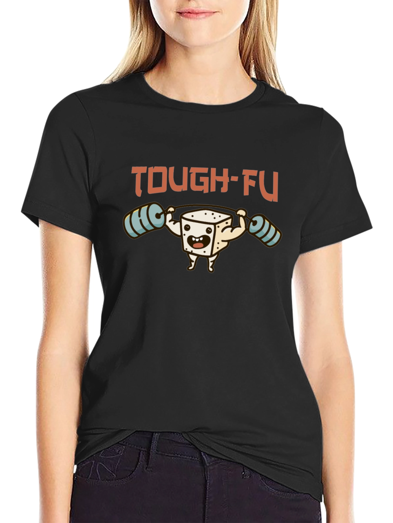 Tough-Fu T-Shirt - Weightlifting Tofu Design