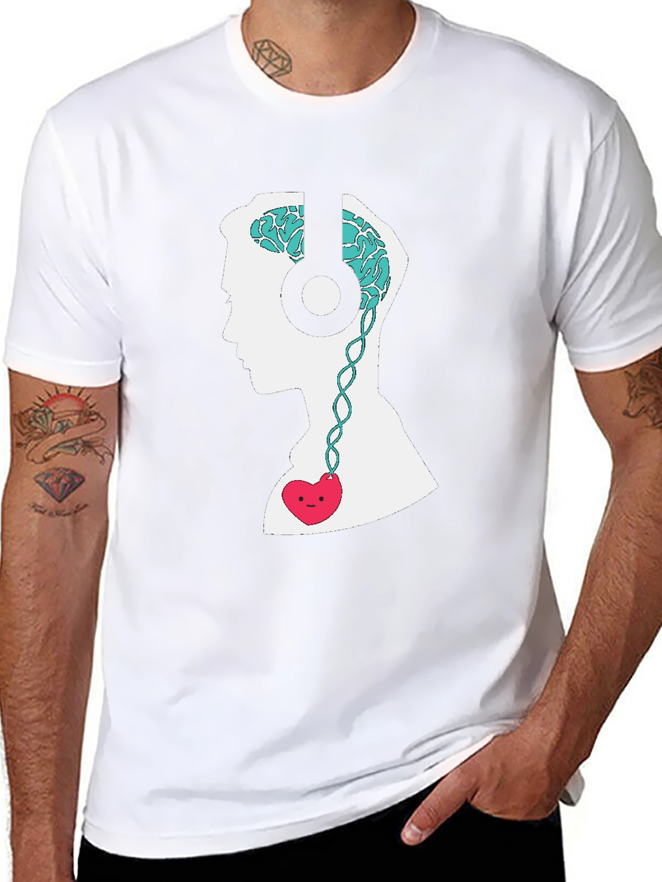 Brain & Heart Music T-Shirt - Stylish Graphic Tee