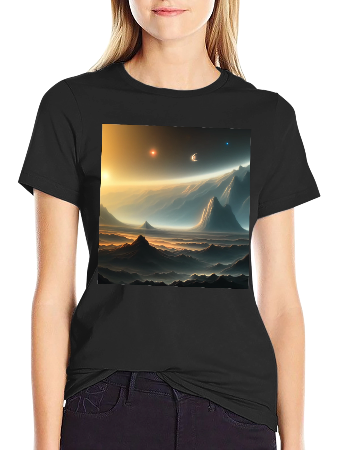 Cosmic Landscape Graphic Tee - Black