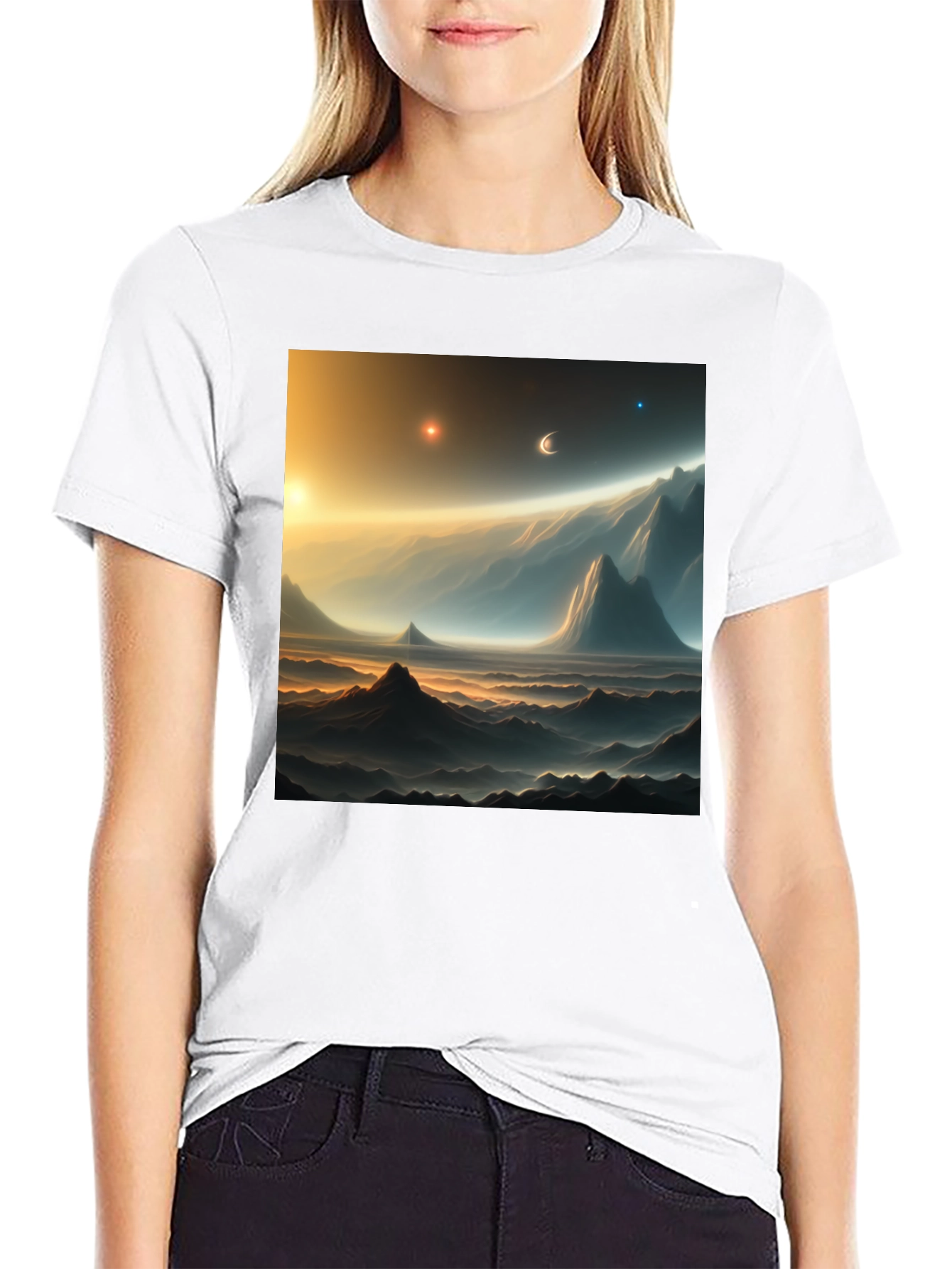 Cosmic Landscape Graphic Tee - Black