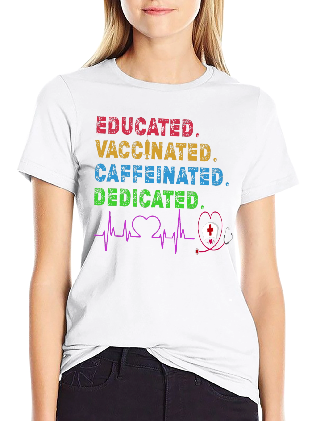 Educated Vaccinated Caffeinated Dedicated Nurse T-Shirt