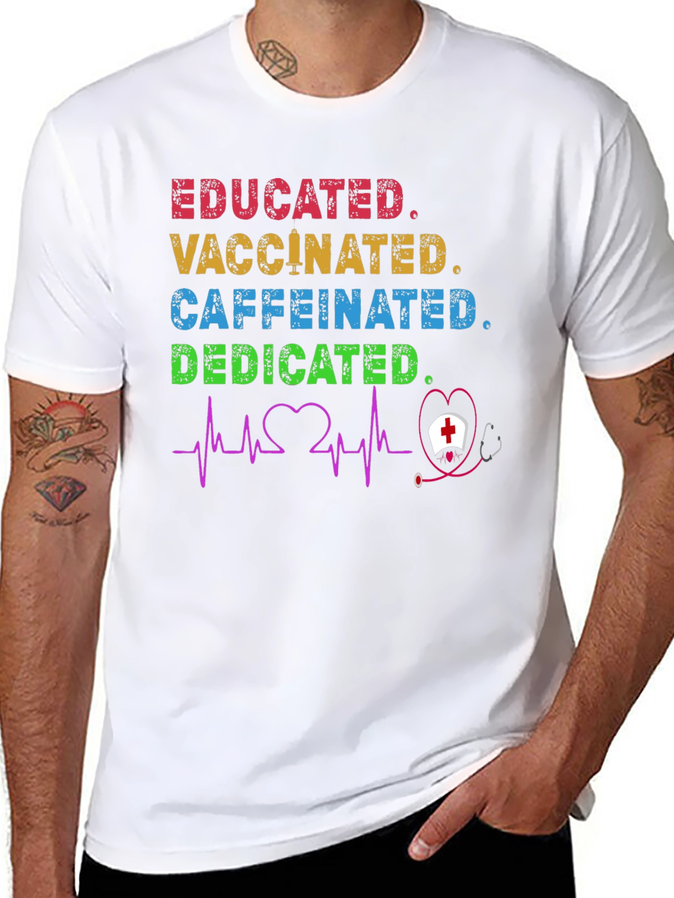 Educated Vaccinated Caffeinated Dedicated Nurse T-Shirt