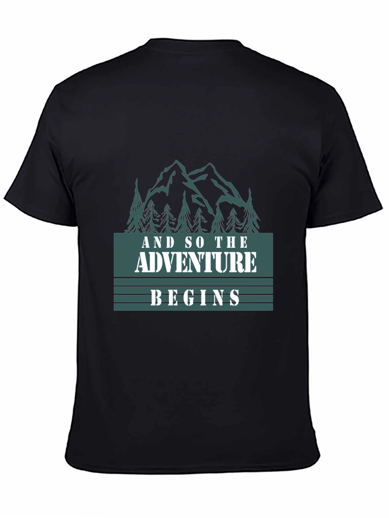 Adventure Begins Graphic Tee - Black Cotton T-Shirt
