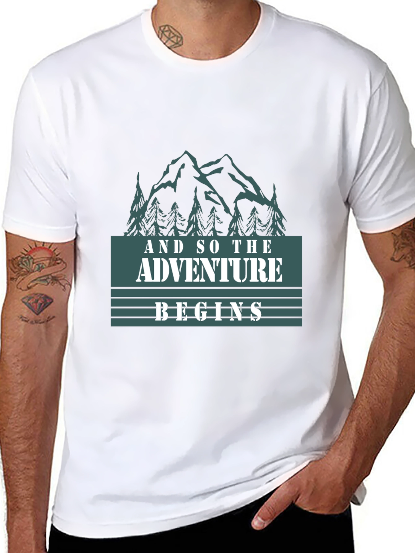 Adventure Begins Graphic Tee - Black Cotton T-Shirt