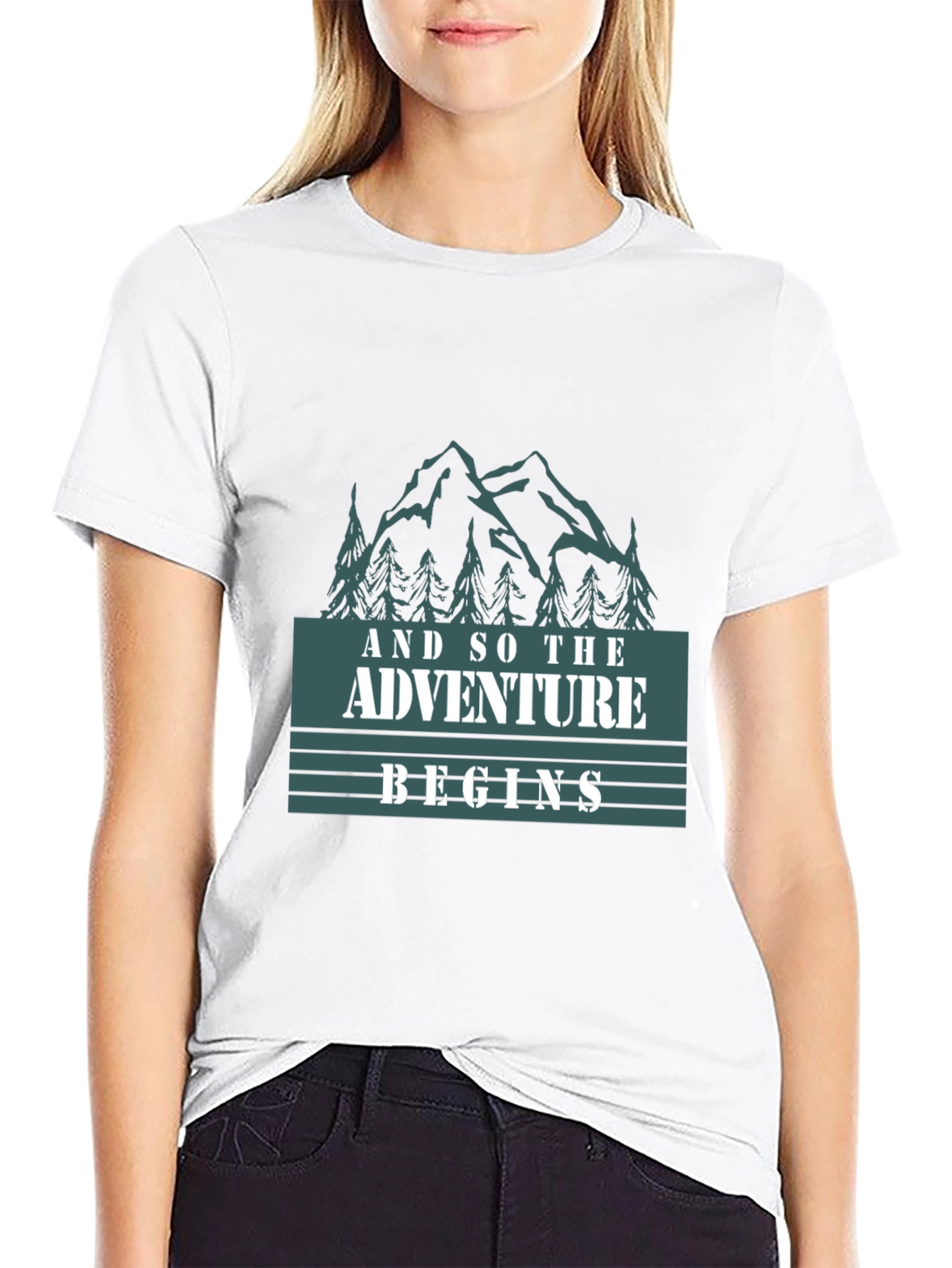 Adventure Begins Graphic Tee - Black Cotton T-Shirt