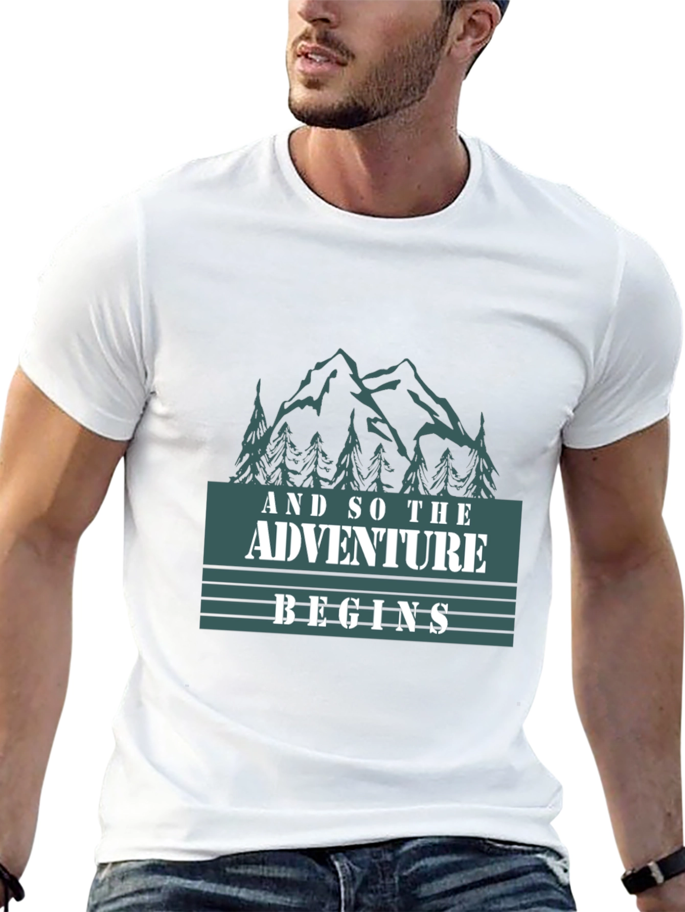 Adventure Begins Graphic Tee - Black Cotton T-Shirt