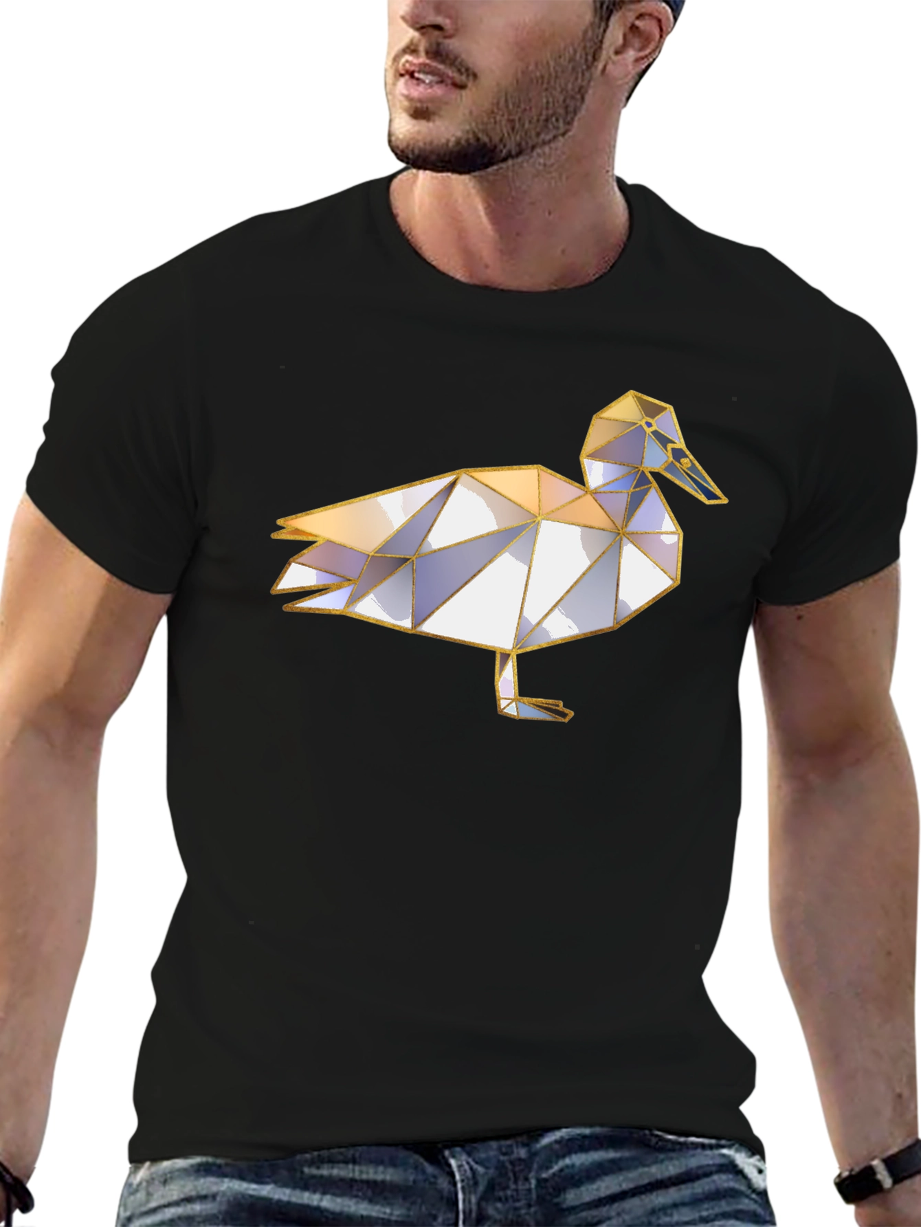 Geometric Duck Graphic Tee - Unique Animal Print Shirt
