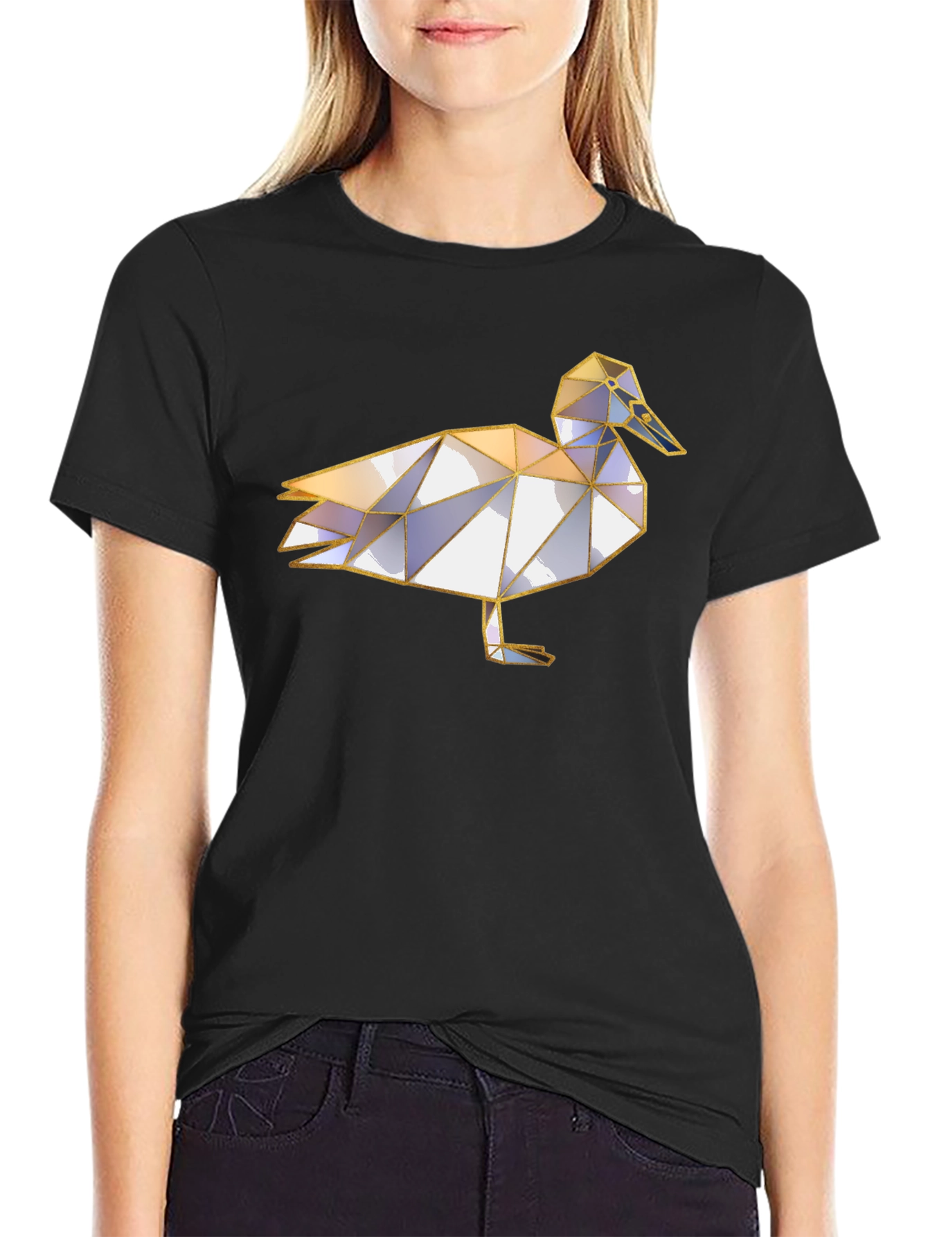 Geometric Duck Graphic Tee - Unique Animal Print Shirt