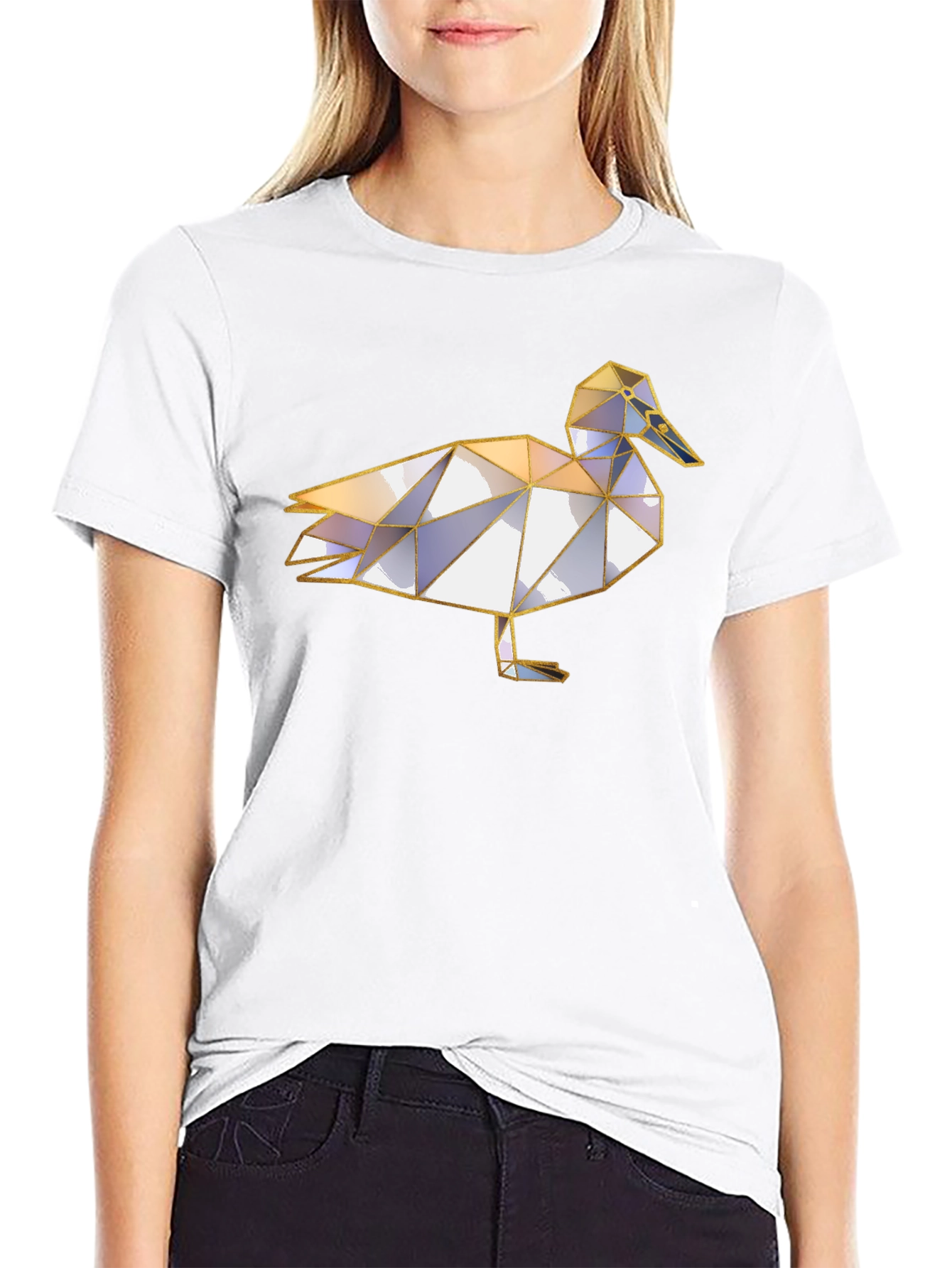 Geometric Duck Graphic Tee - Unique Animal Print Shirt