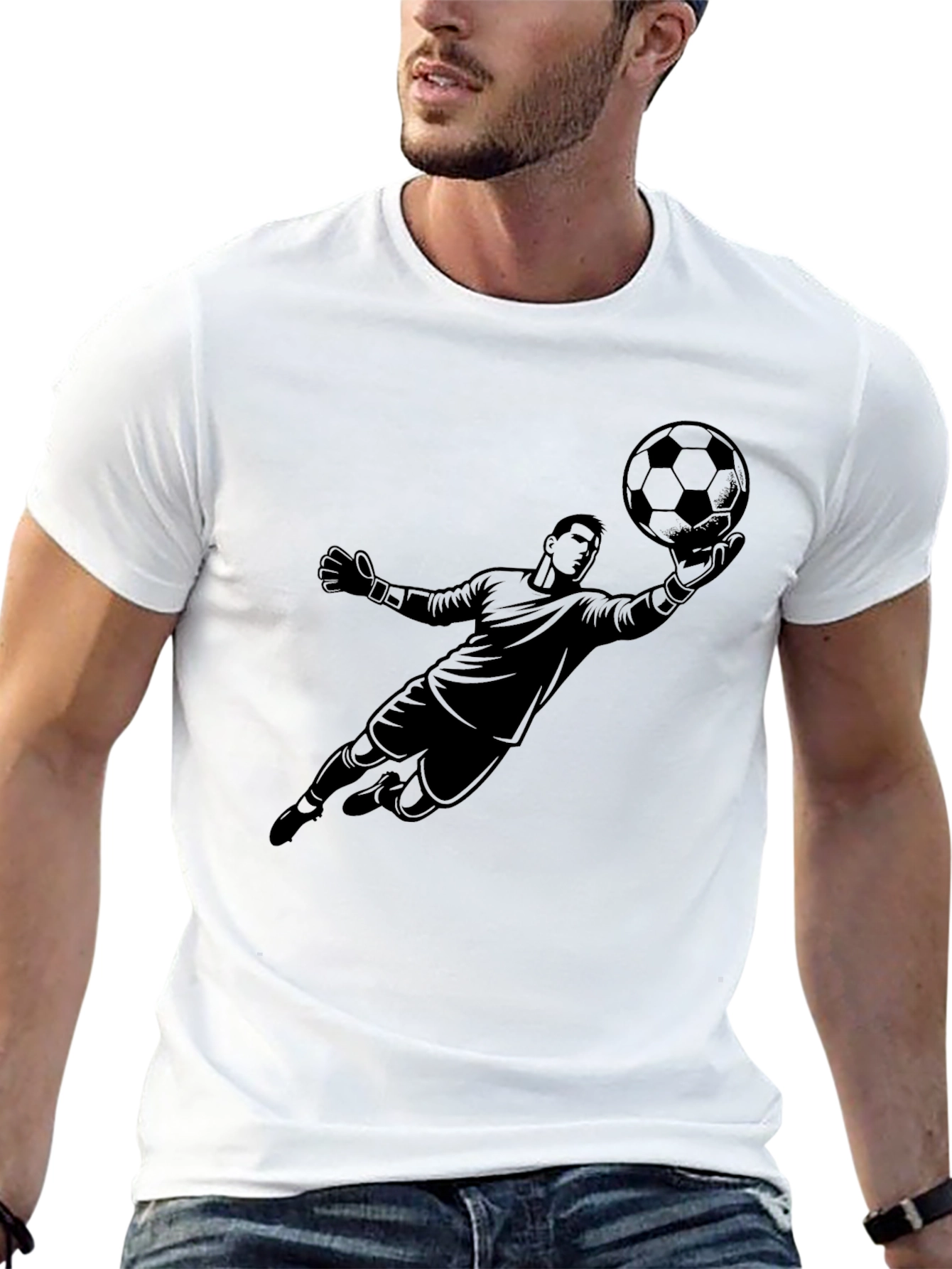 Soccer Goalie Graphic Tee - Black Cotton T-Shirt