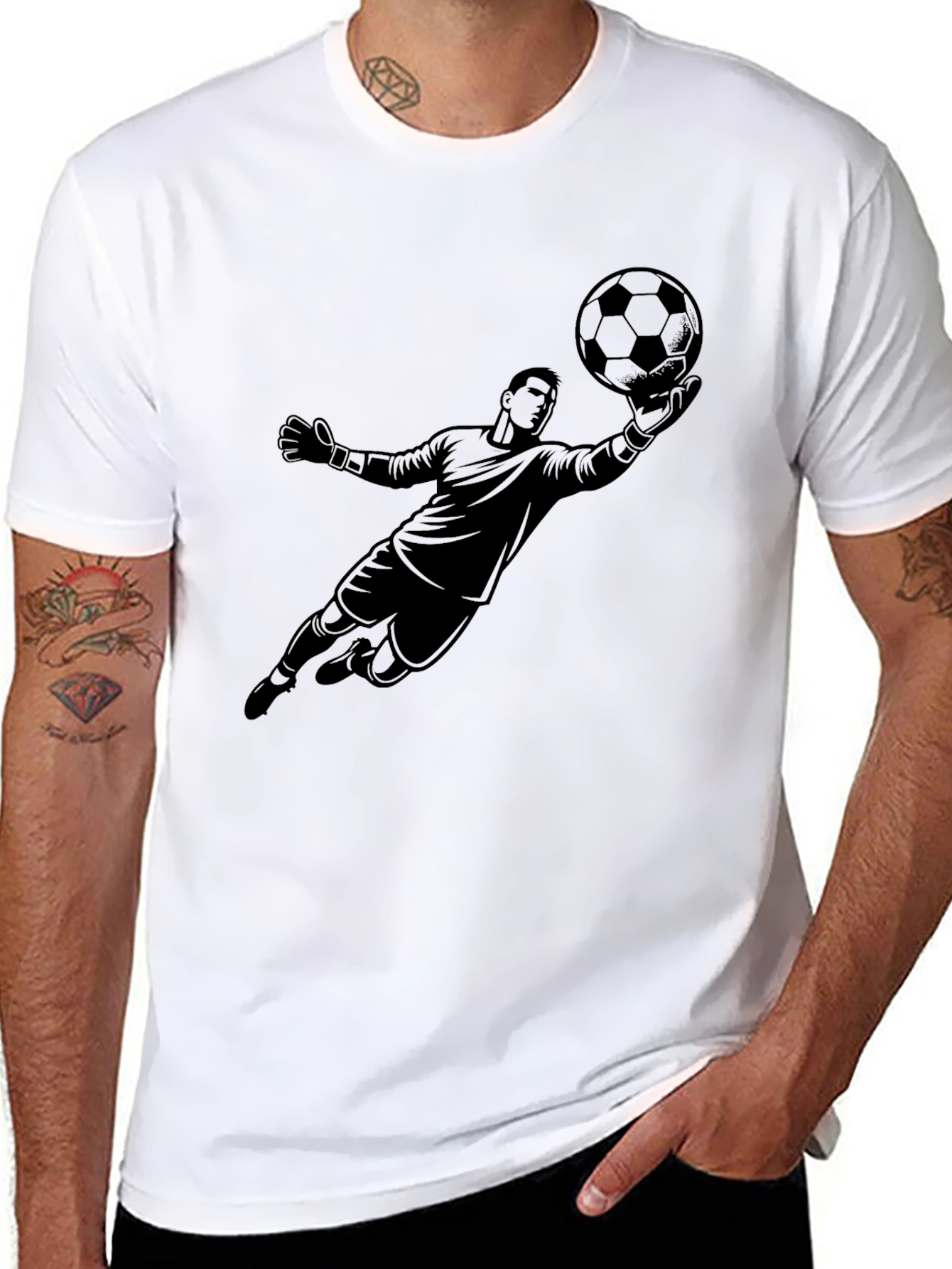 Soccer Goalie Graphic Tee - Black Cotton T-Shirt