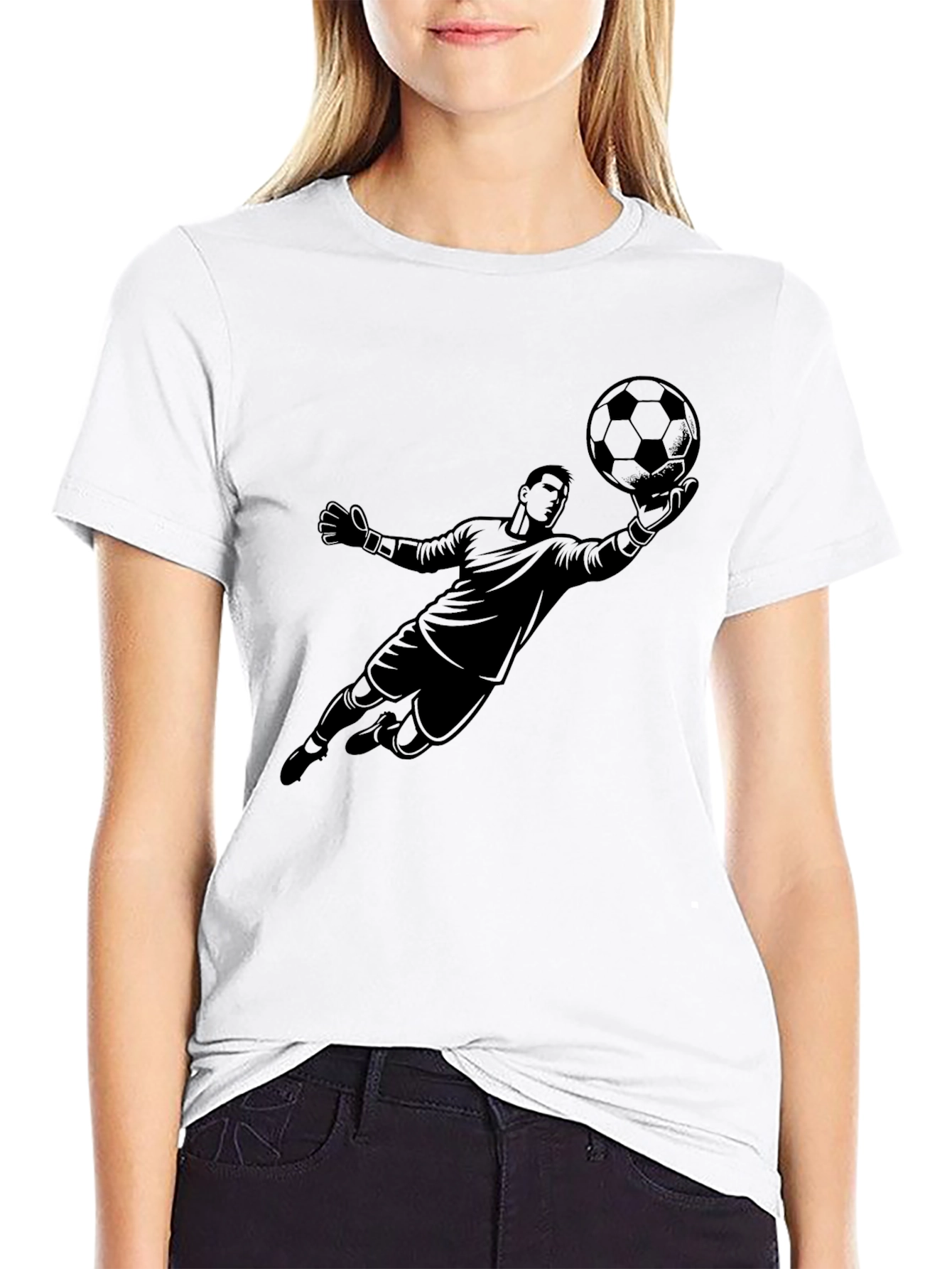 Soccer Goalie Graphic Tee - Black Cotton T-Shirt