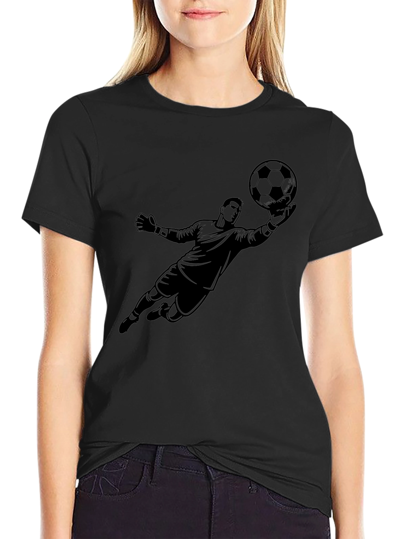Soccer Goalie Graphic Tee - Black Cotton T-Shirt