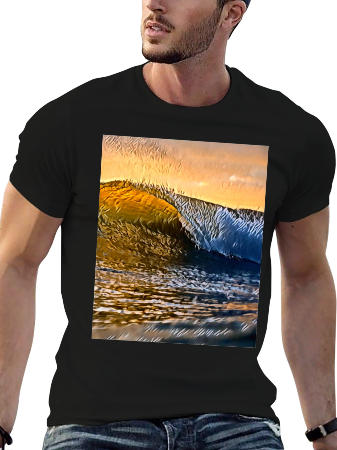 Ocean Wave Graphic Tee - Black
