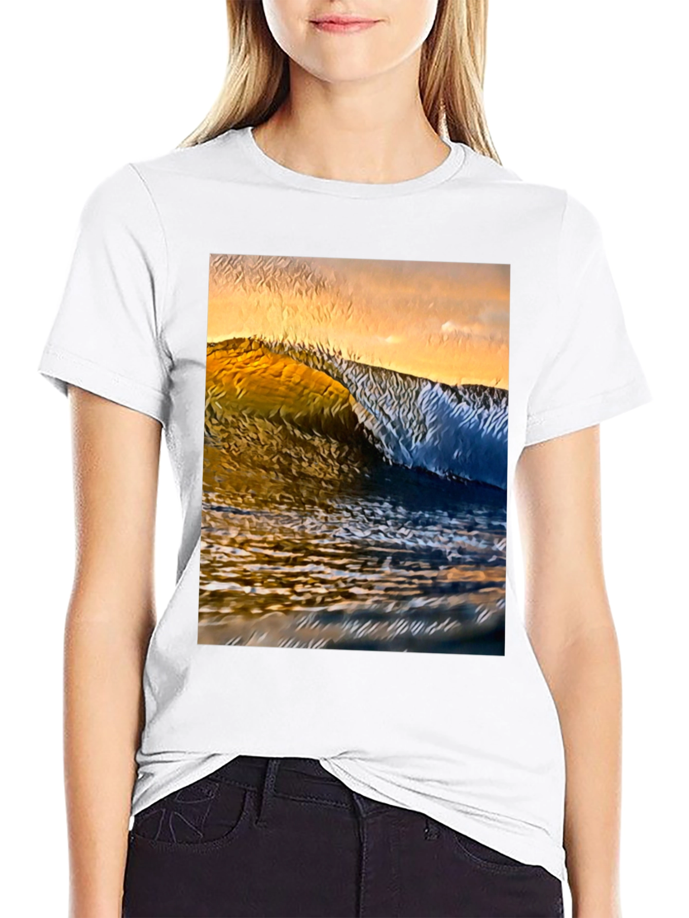 Ocean Wave Graphic Tee - Black