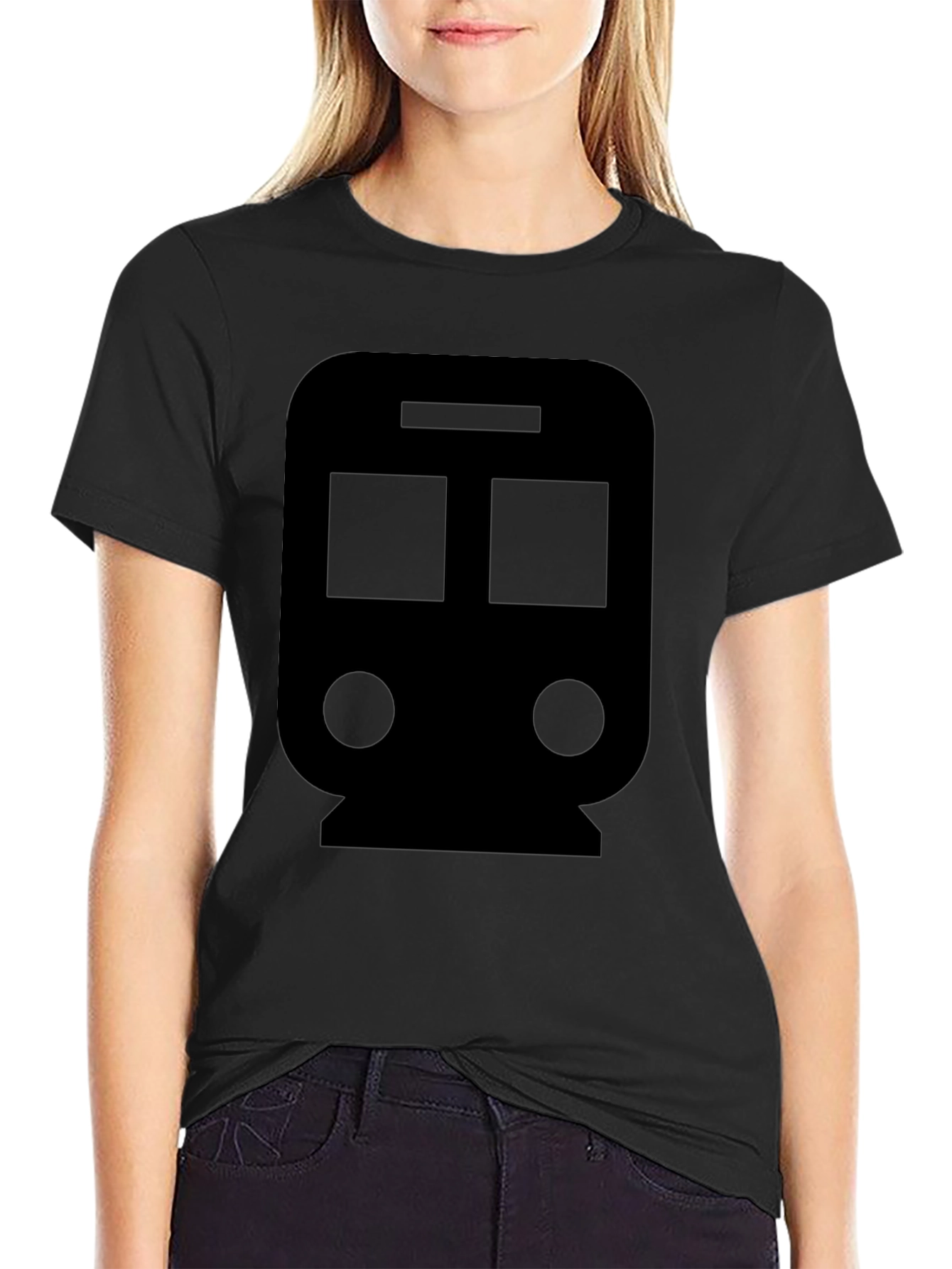 Train Graphic Tee - Black Cotton Blend