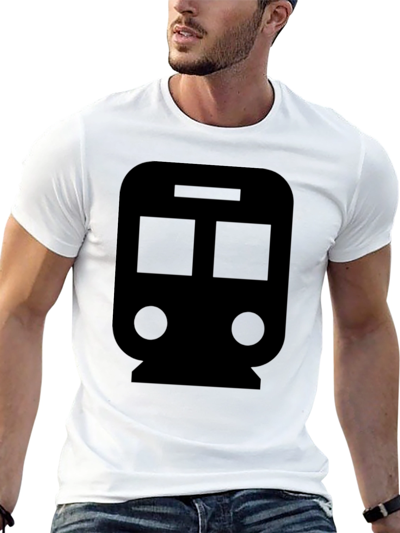 Train Graphic Tee - Black Cotton Blend
