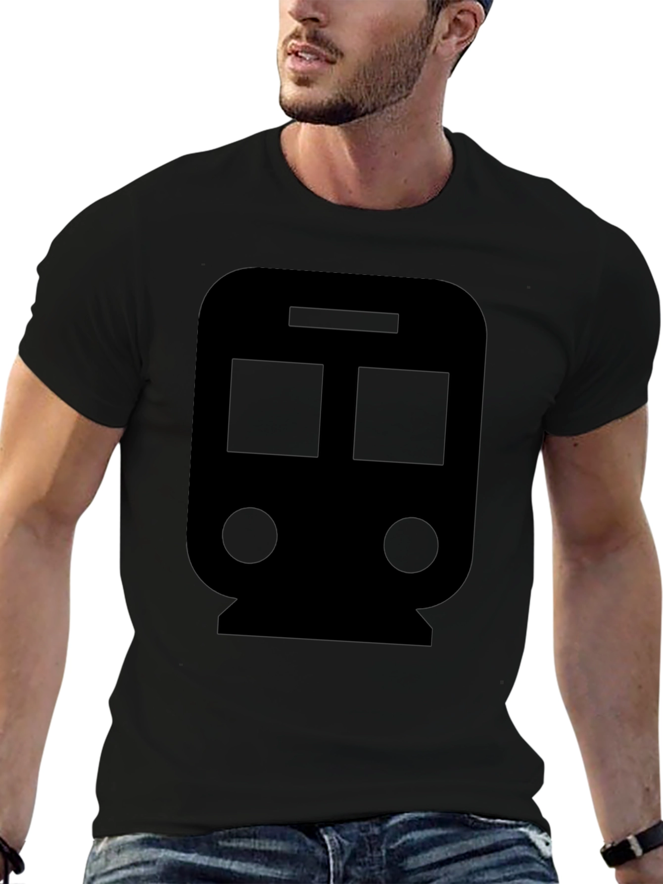Train Graphic Tee - Black Cotton Blend