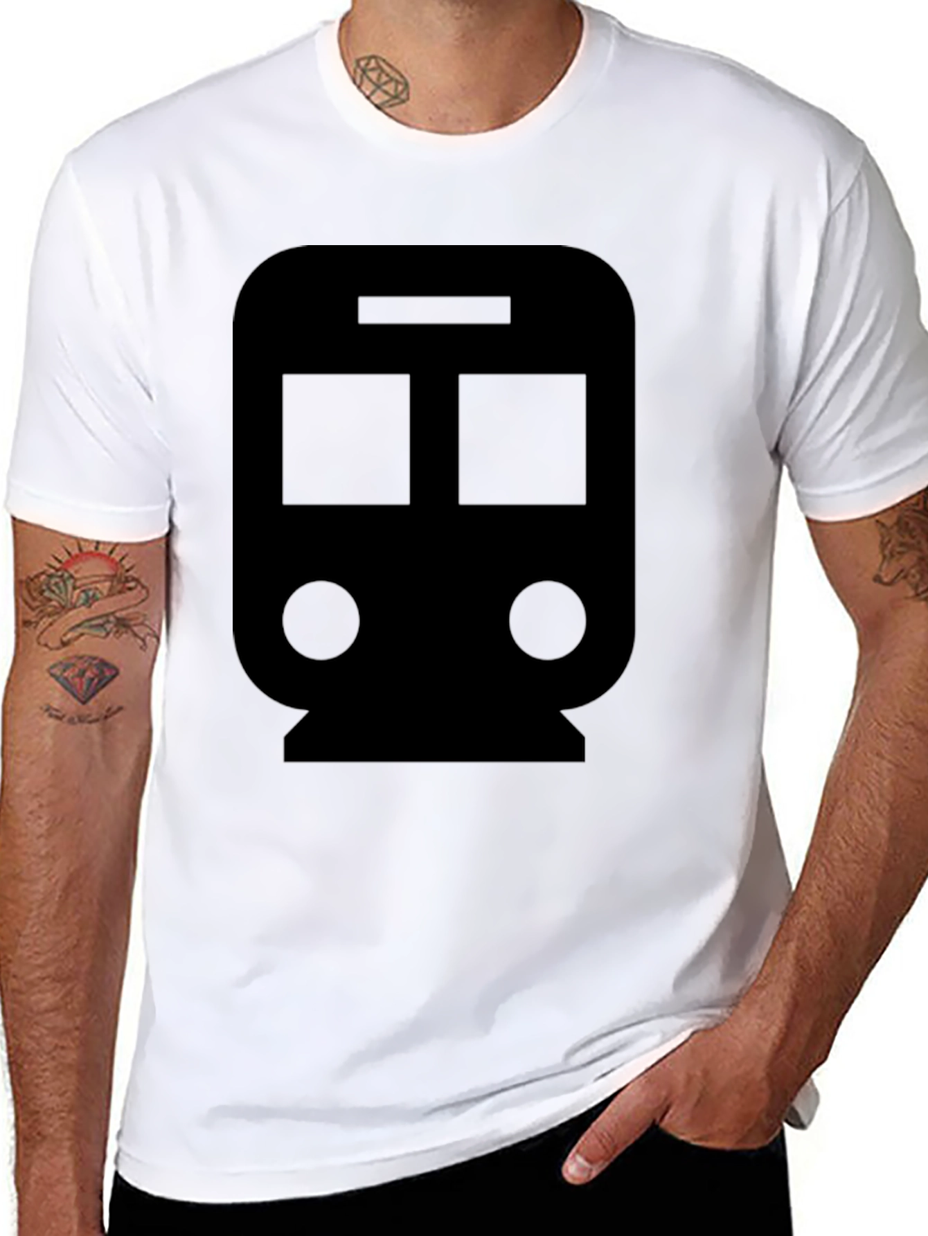 Train Graphic Tee - Black Cotton Blend