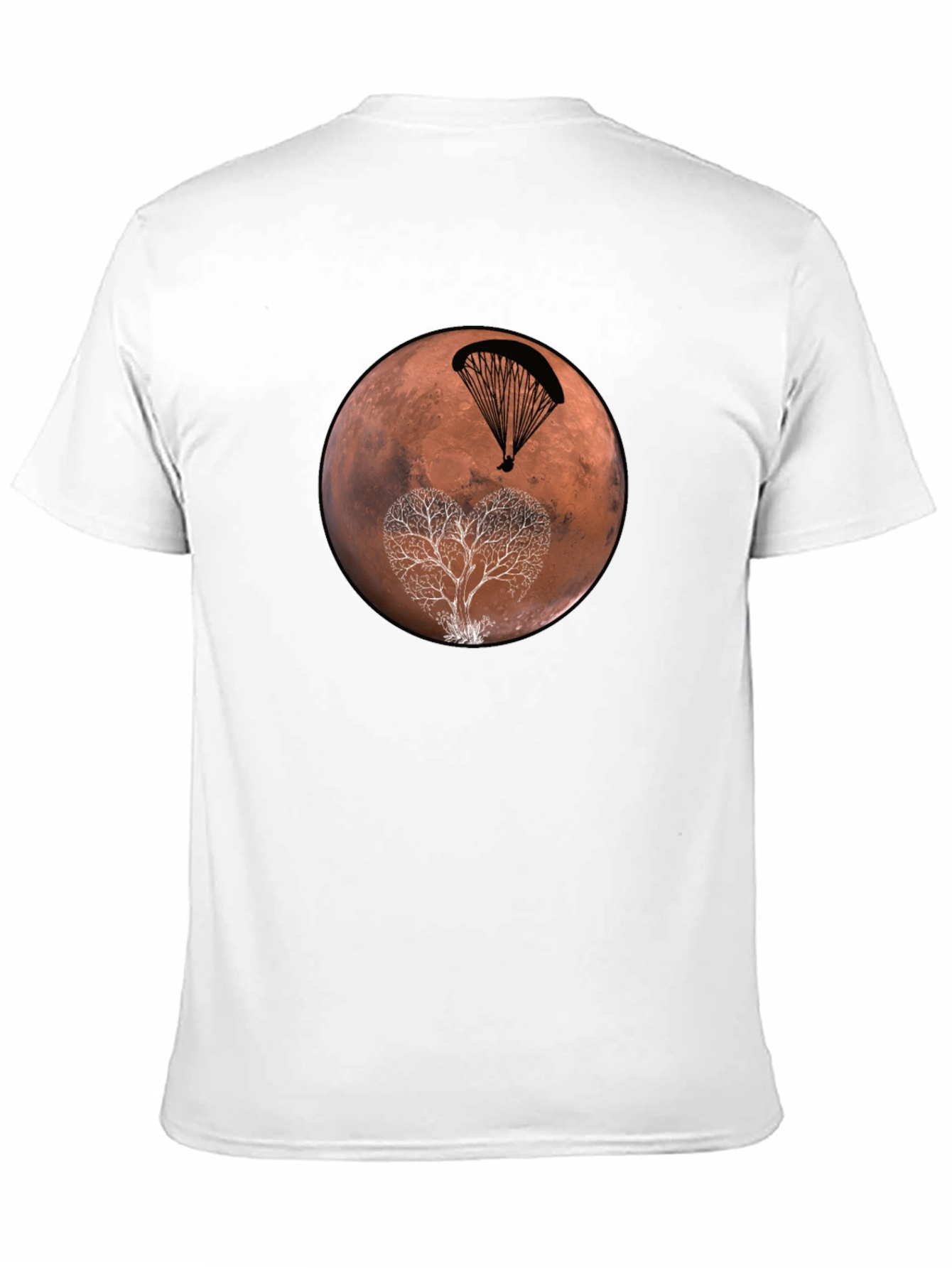 Mars Paragliding Heart Tree Black T-Shirt