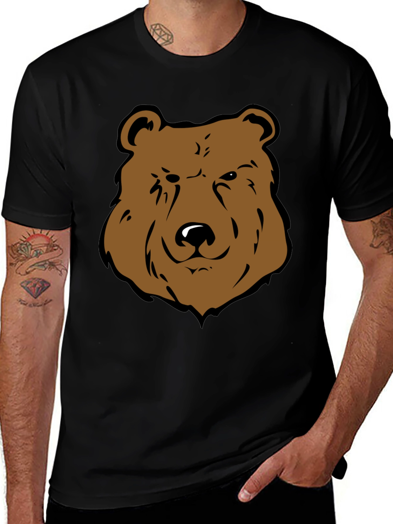 Cool Bear Graphic Tee - Black Cotton T-Shirt